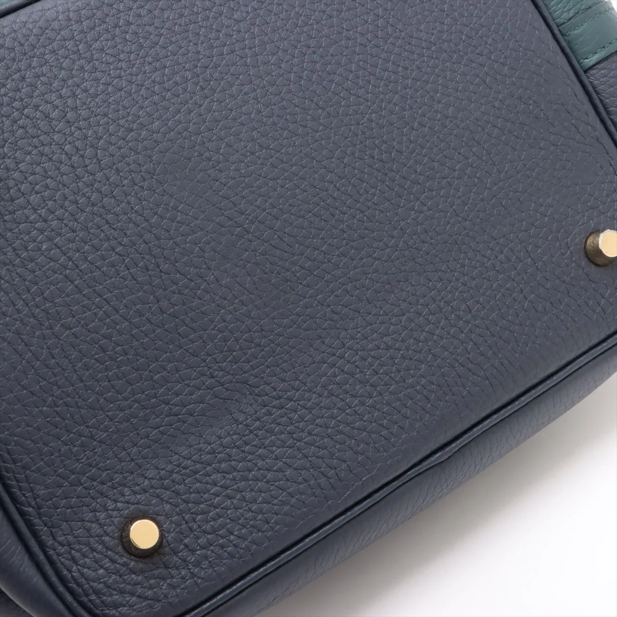 Picotan Lock 22 MM Cazac 2 Taurillon Clemence Vert Bosfort x Black x Deep Blue Gold hardware Y:2020 Cadena cannot be unlocked without key — view 10
