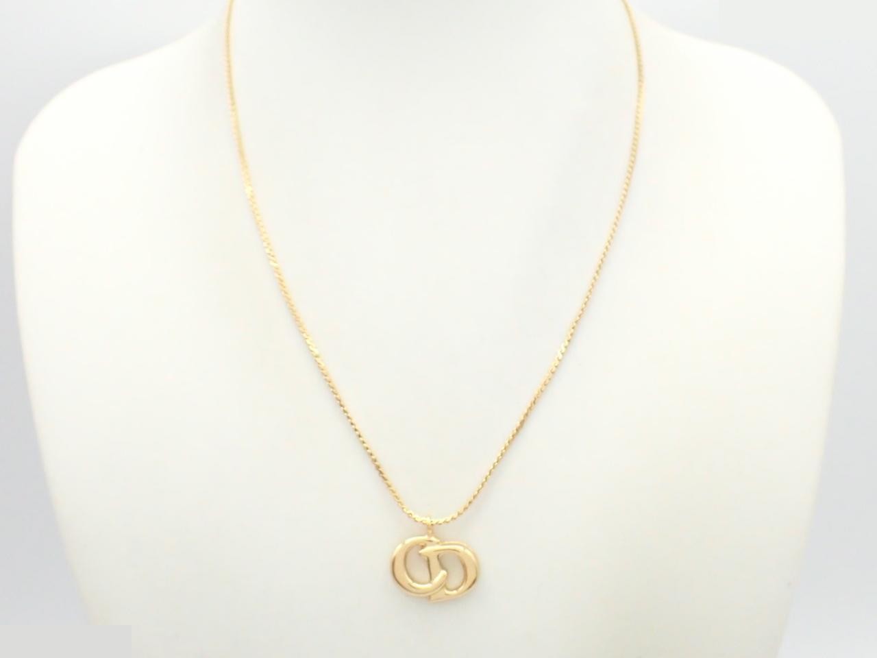 CD logo gold necklace, chain approximately 42cm — view 3