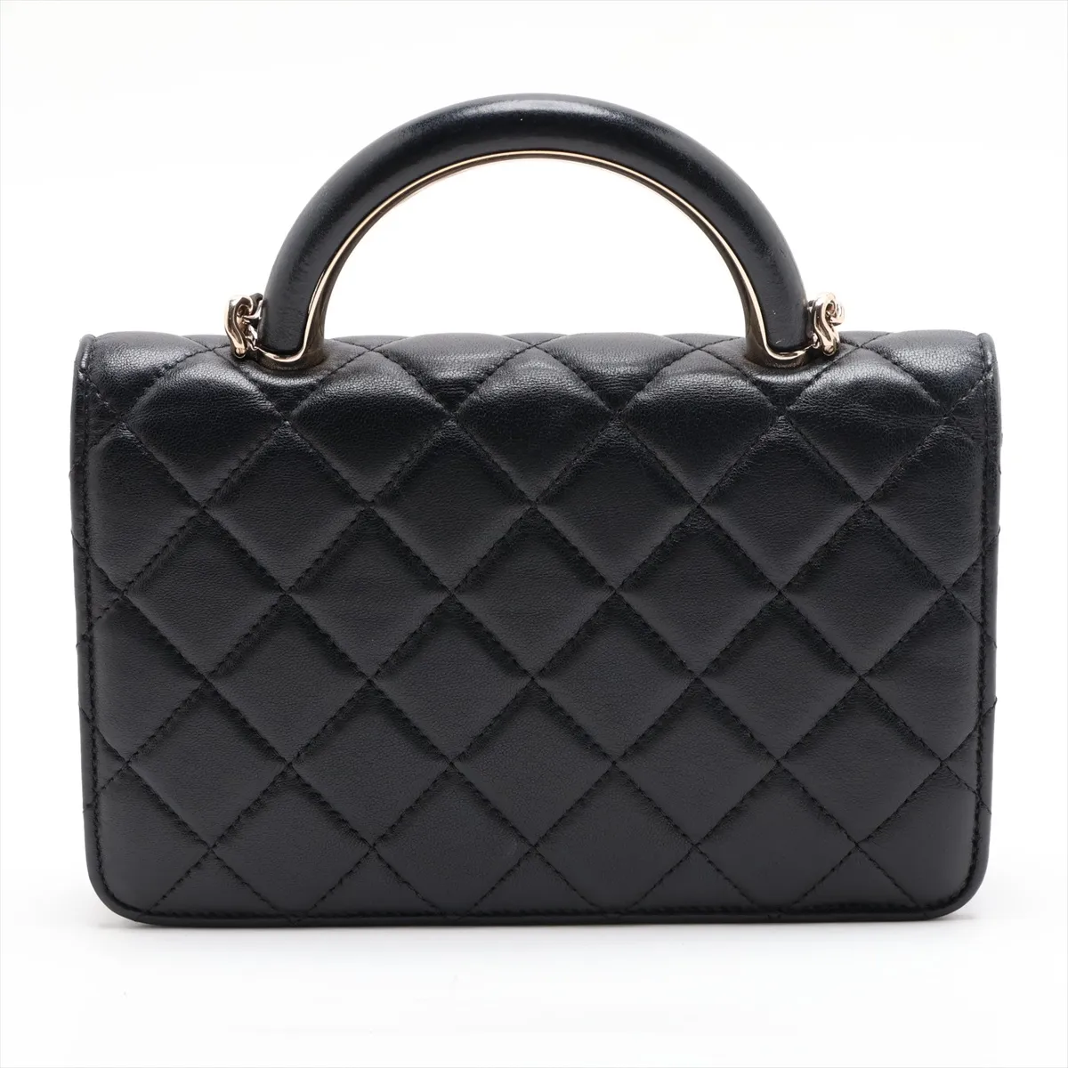Matelassé Lambskin 2-Way Shoulder Bag, Black with Gold Hardware, J2G6X73L, Random Plate, AP2844 — view 2