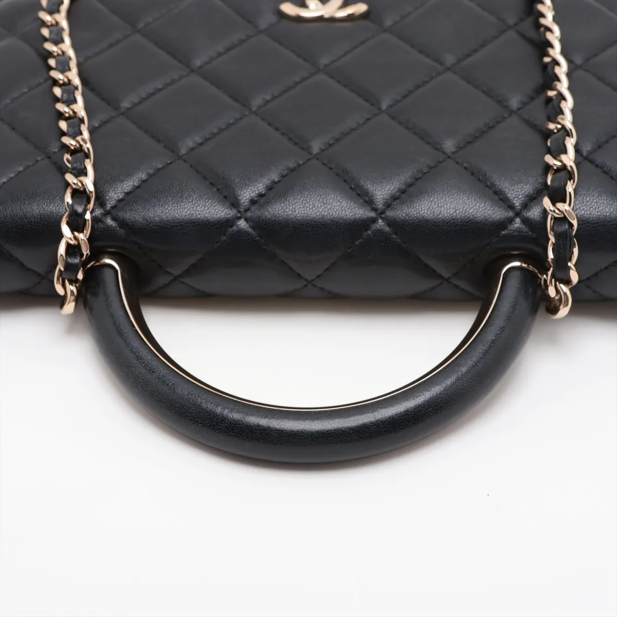 Matelassé Lambskin 2-Way Shoulder Bag, Black with Gold Hardware, J2G6X73L, Random Plate, AP2844 — view 5