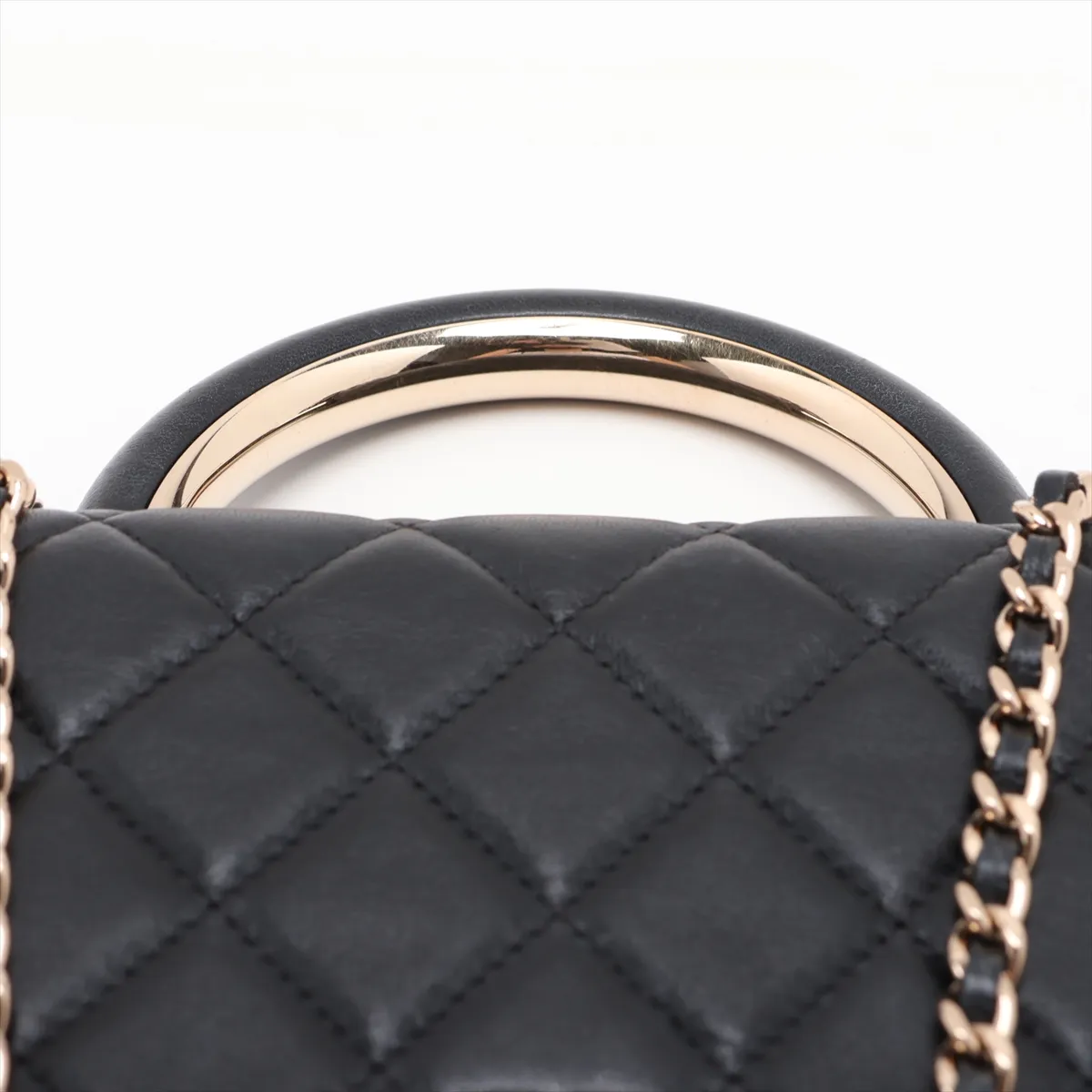 Matelassé Lambskin 2-Way Shoulder Bag, Black with Gold Hardware, J2G6X73L, Random Plate, AP2844 — view 6