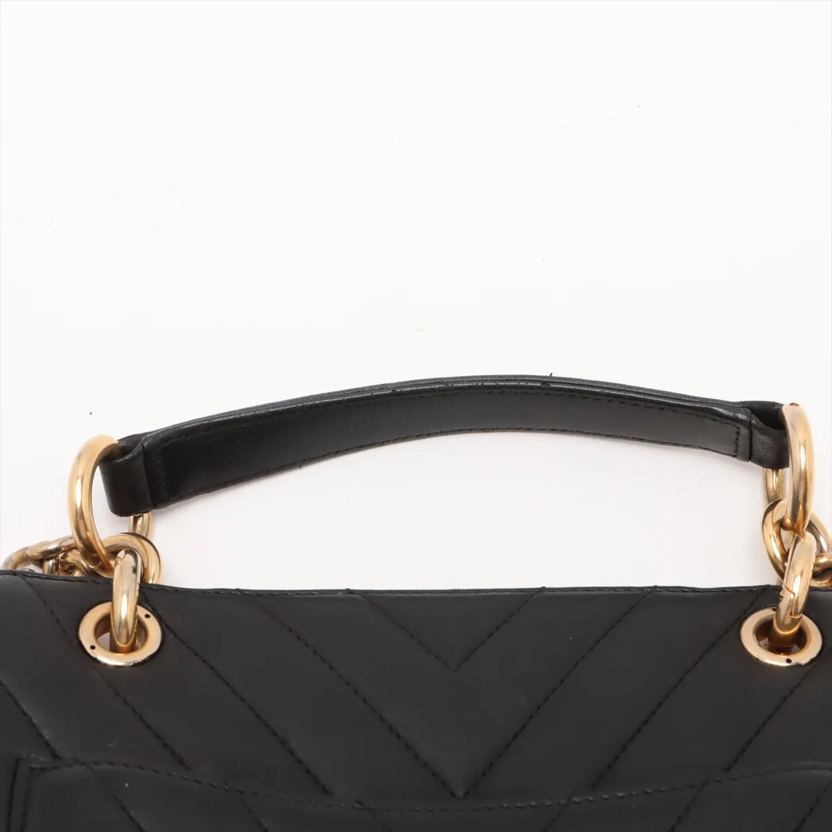 Chevron Lambskin Chain Shoulder Bag V Stitch Black Gold Hardware 24526771 24th Series — view 6