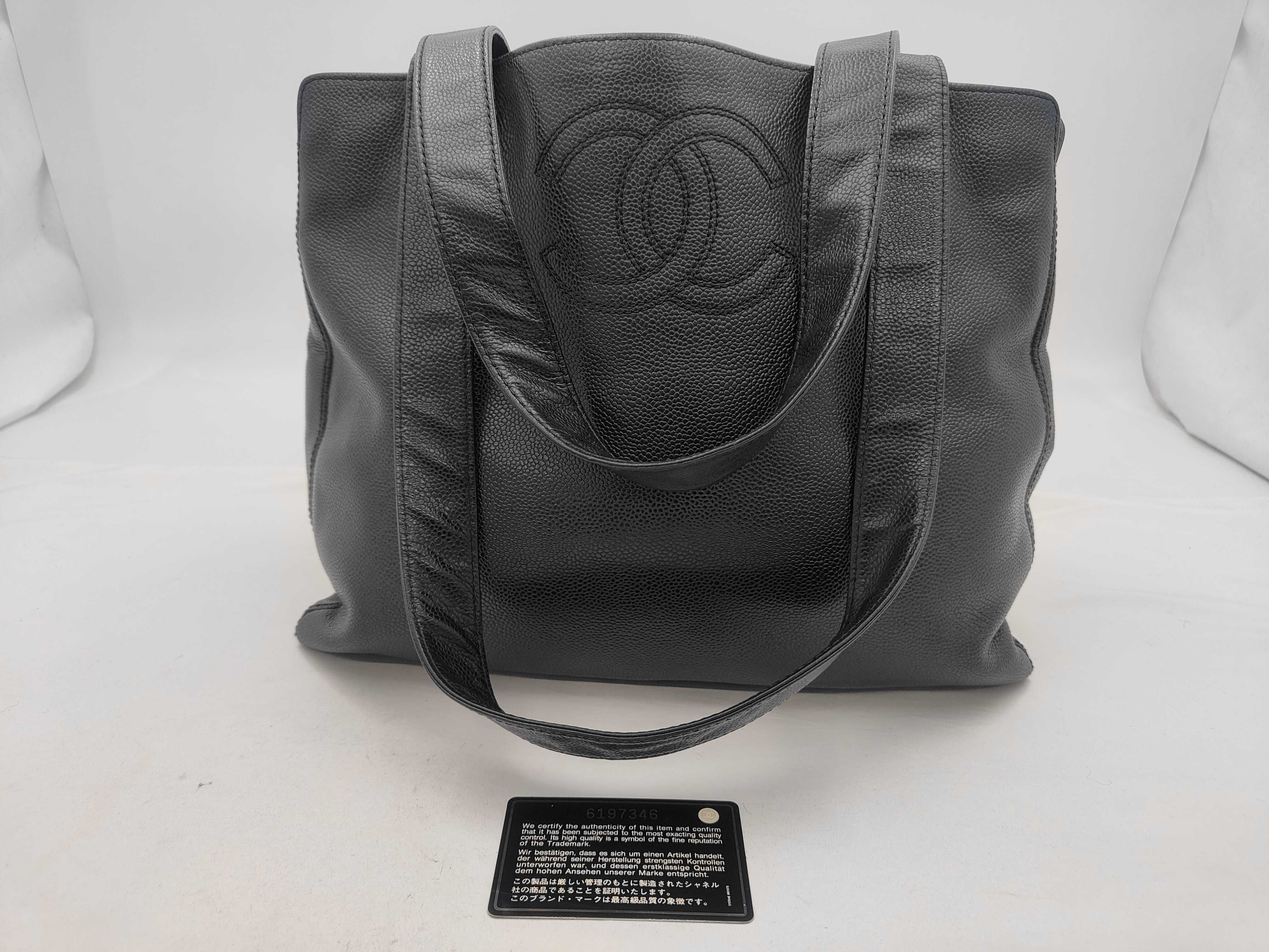 Coco Mark Caviar Skin Black Tote Bag (Serial Number 6, 6197346)