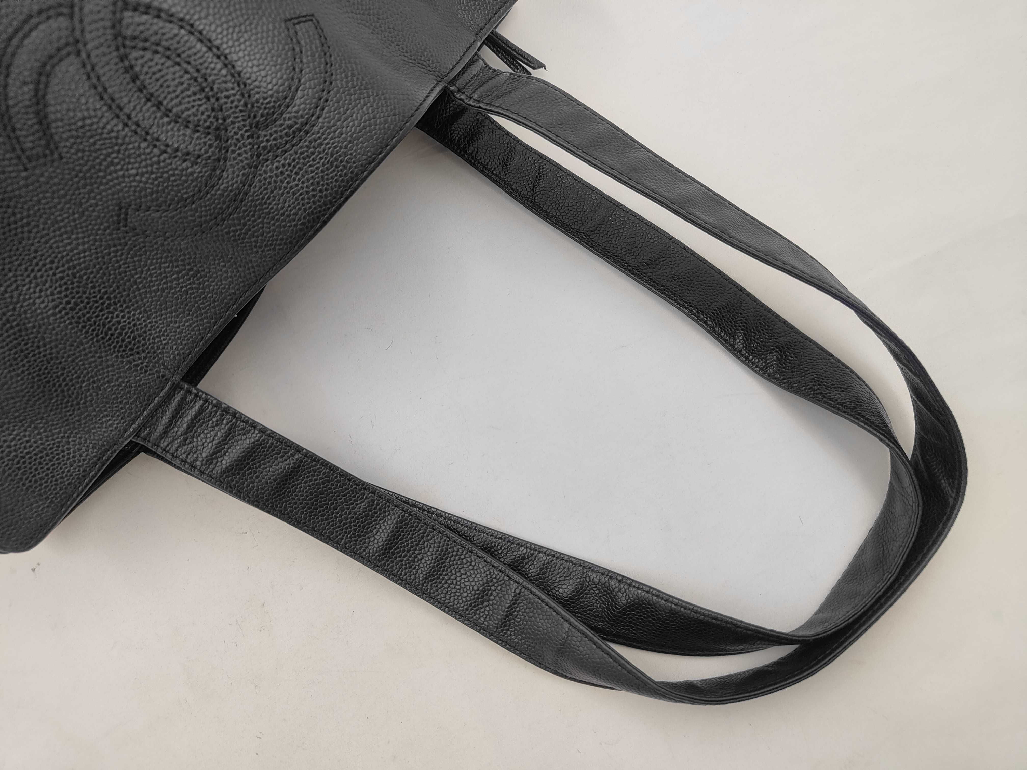 Coco Mark Caviar Skin Black Tote Bag (Serial Number 6, 6197346) — view 3