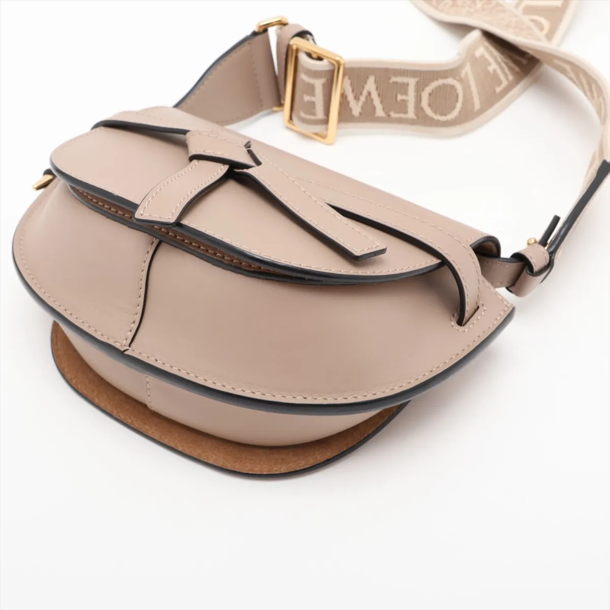 Gate Dual Mini Leather Shoulder Bag, Beige — view 3