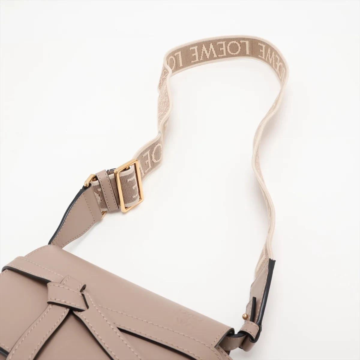 Gate Dual Mini Leather Shoulder Bag, Beige — view 5