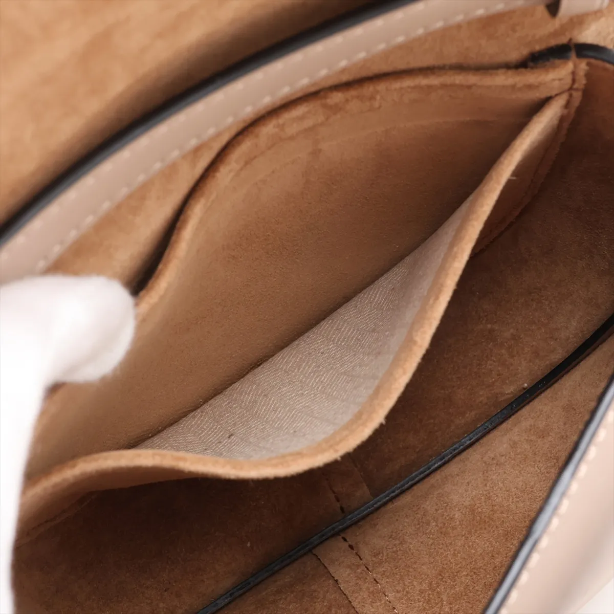 Gate Dual Mini Leather Shoulder Bag, Beige — view 7