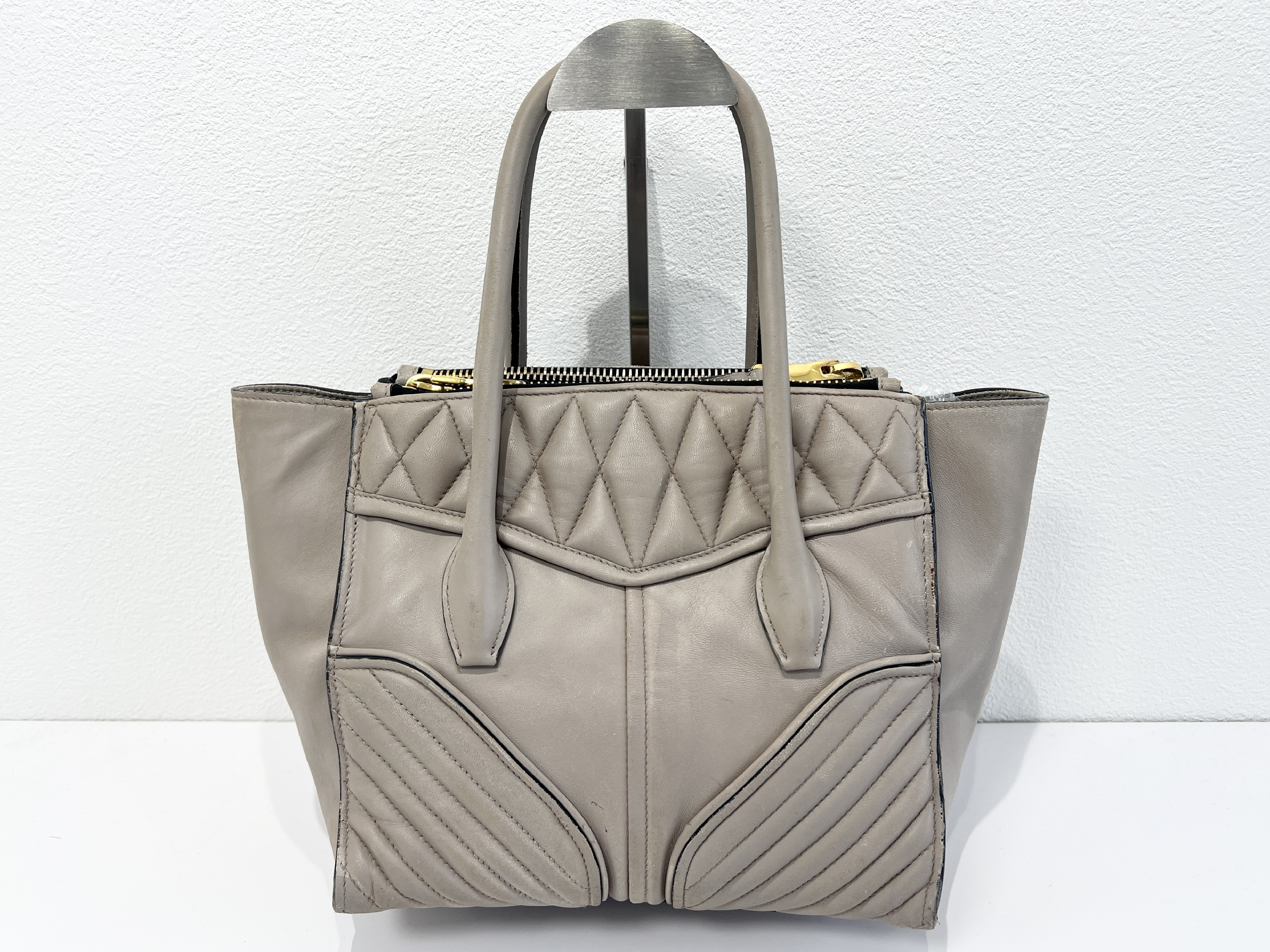 Biker Quilted Leather 2-Way Handbag Tote Bag Shoulder Bag — view 2