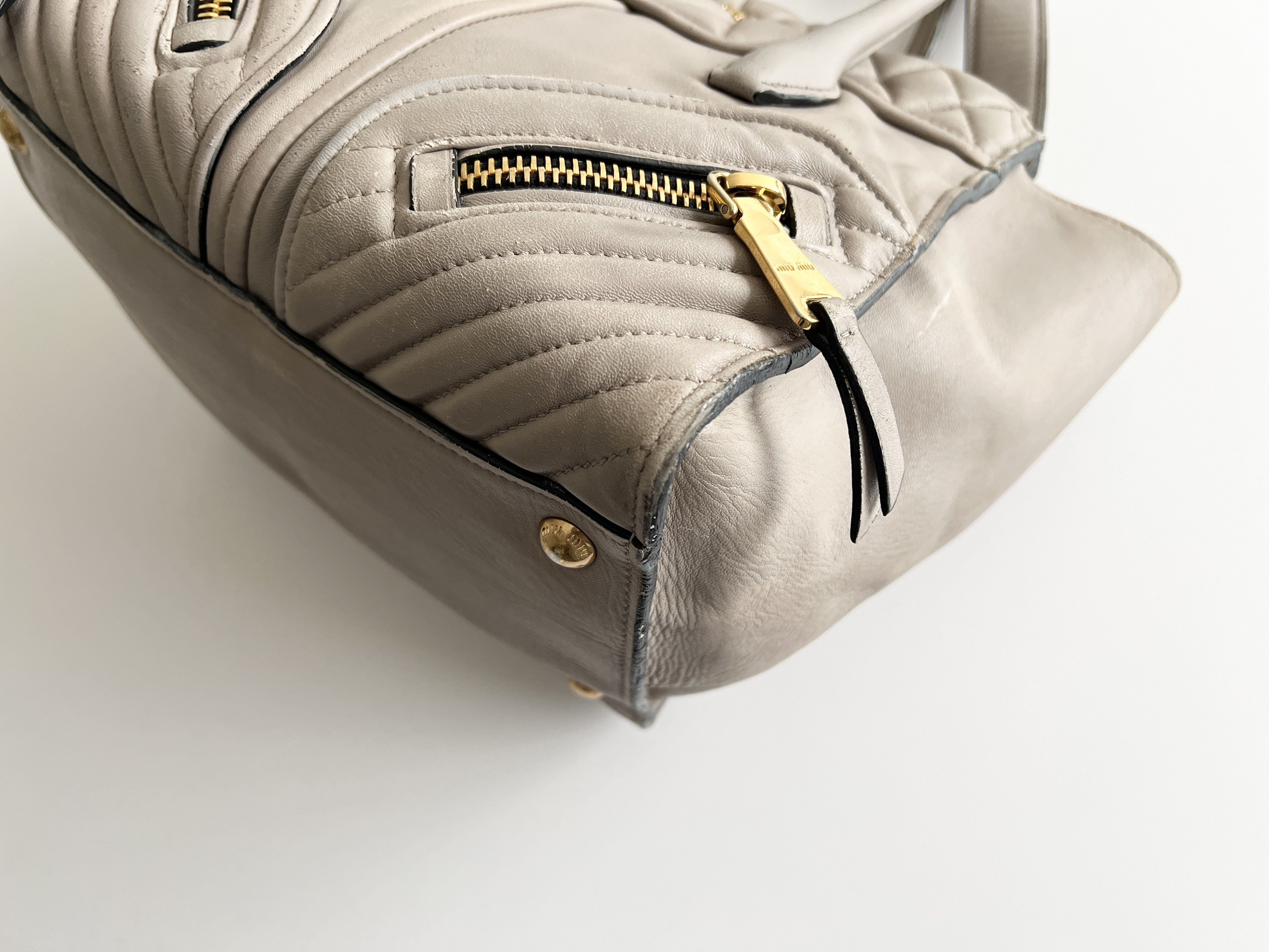 Biker Quilted Leather 2-Way Handbag Tote Bag Shoulder Bag — view 15