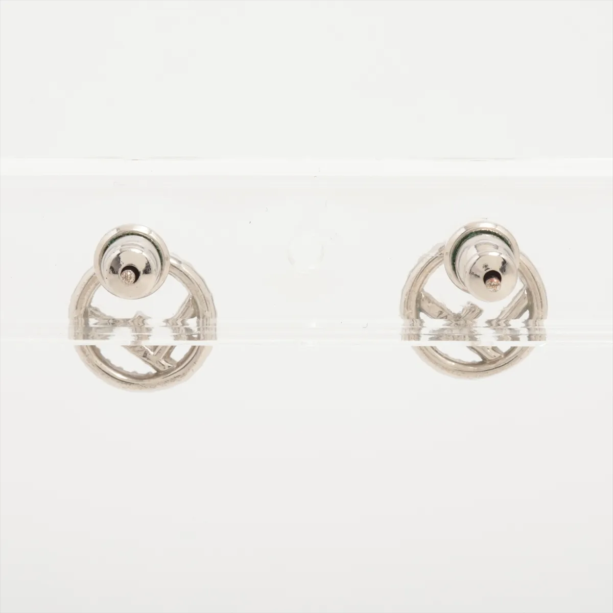 F is Fendi 1A0722 Earrings (Pair) GP x Rhinestone Silver. — view 2