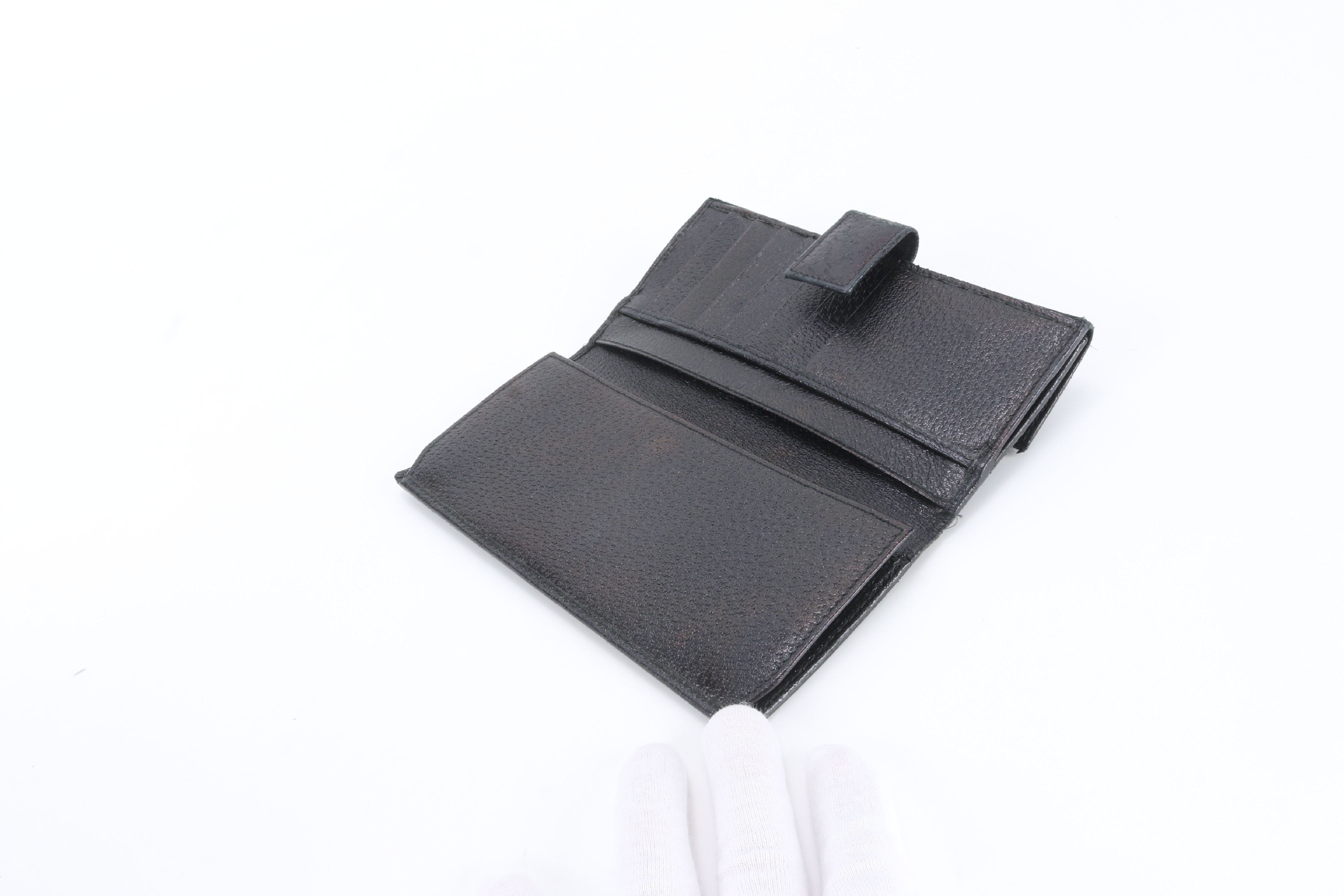 Leather Long Wallet, Black — view 6