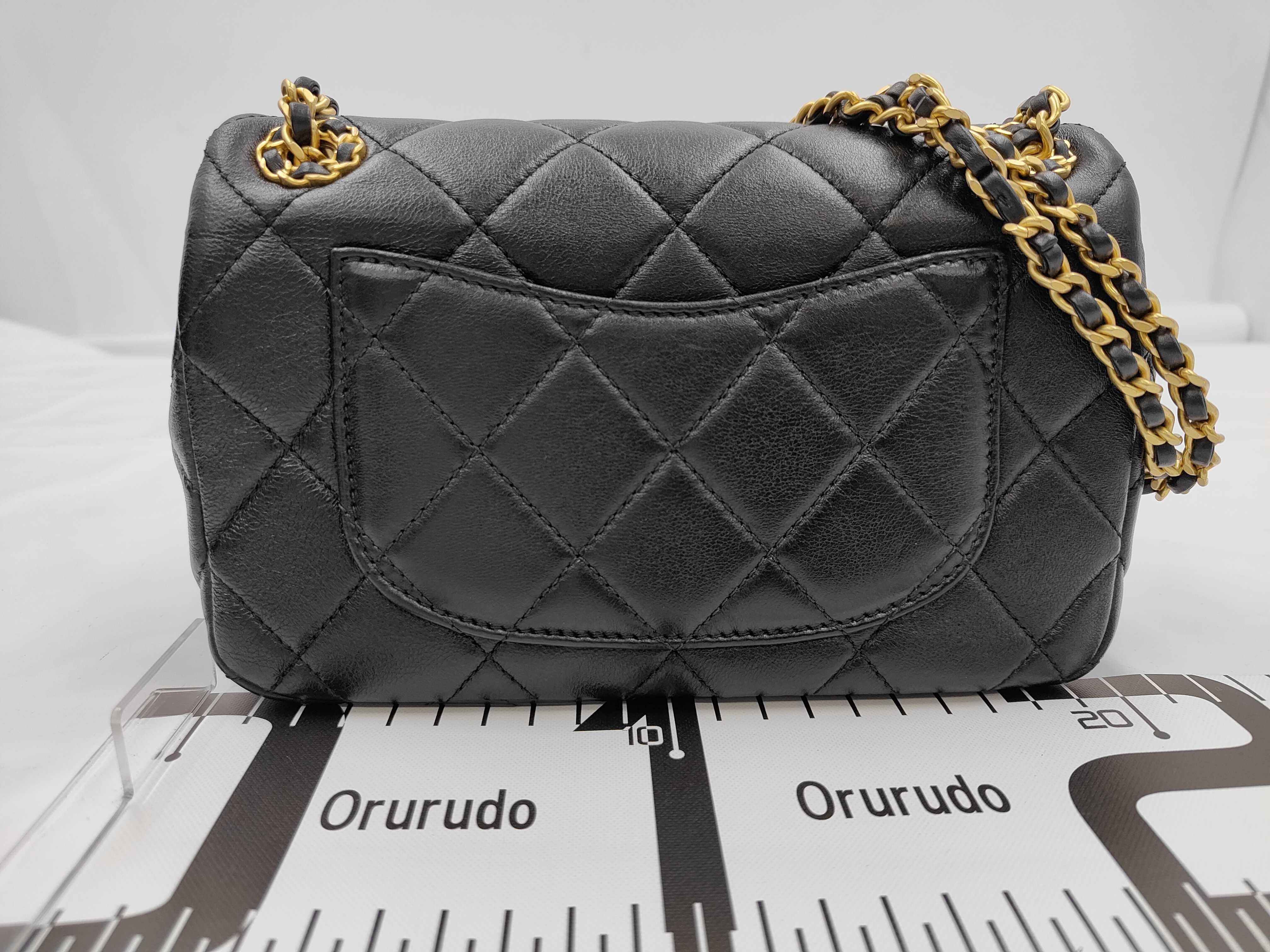 Mini Flap Matelassé Coco Mark Chain Shoulder Bag, Black, IC Plate Shoulder Bag — view 2