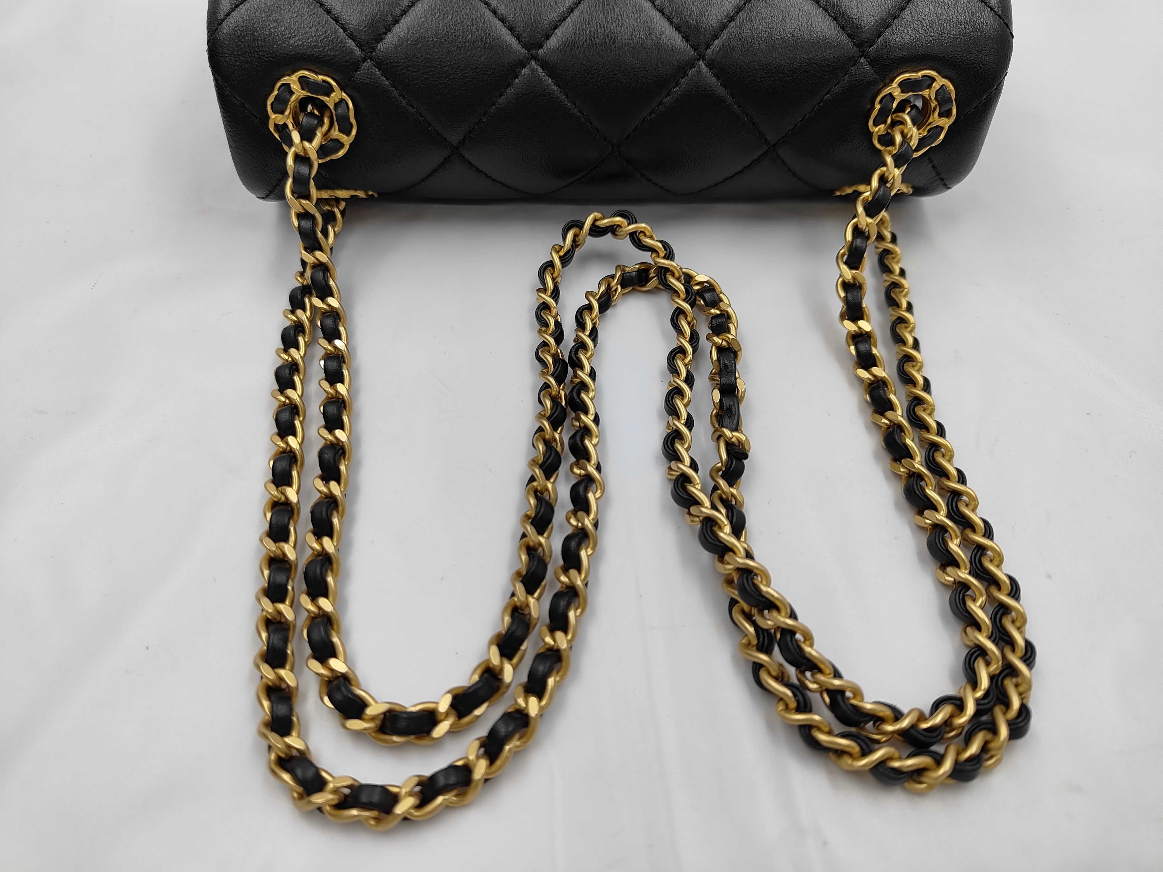 Mini Flap Matelassé Coco Mark Chain Shoulder Bag, Black, IC Plate Shoulder Bag — view 3
