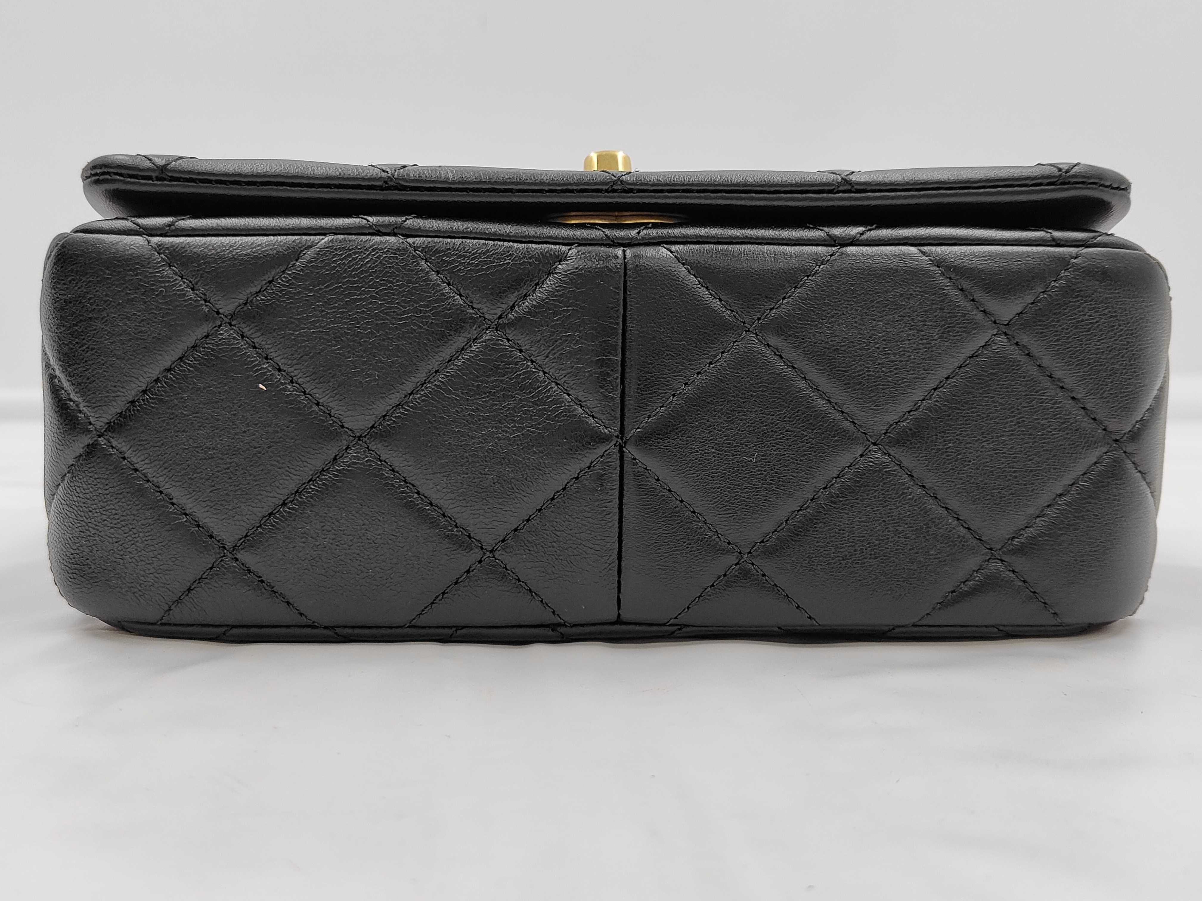 Mini Flap Matelassé Coco Mark Chain Shoulder Bag, Black, IC Plate Shoulder Bag — view 6