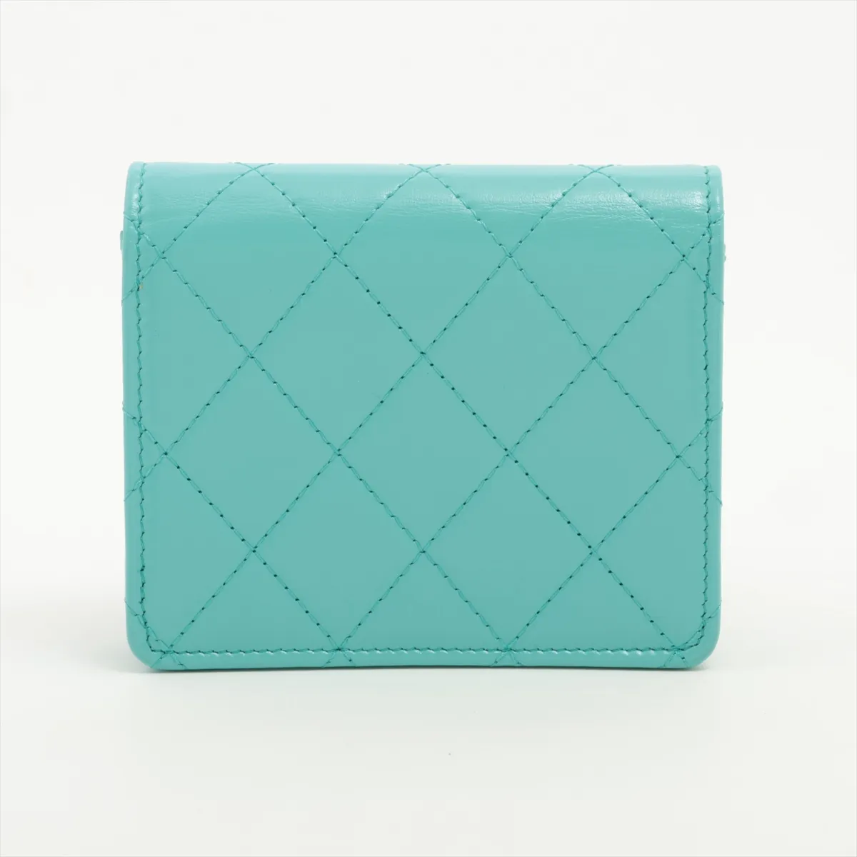 31 Lambskin Card Case, Blue with Gold Hardware, KH5954XC — view 2