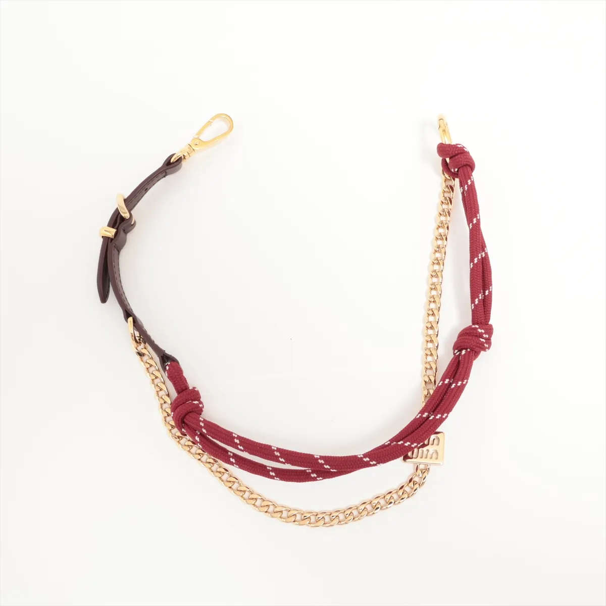 5TL510 Bag Charm Canvas x Leather x GP Red Thread Fuzzing Tangled Dullness — view 2