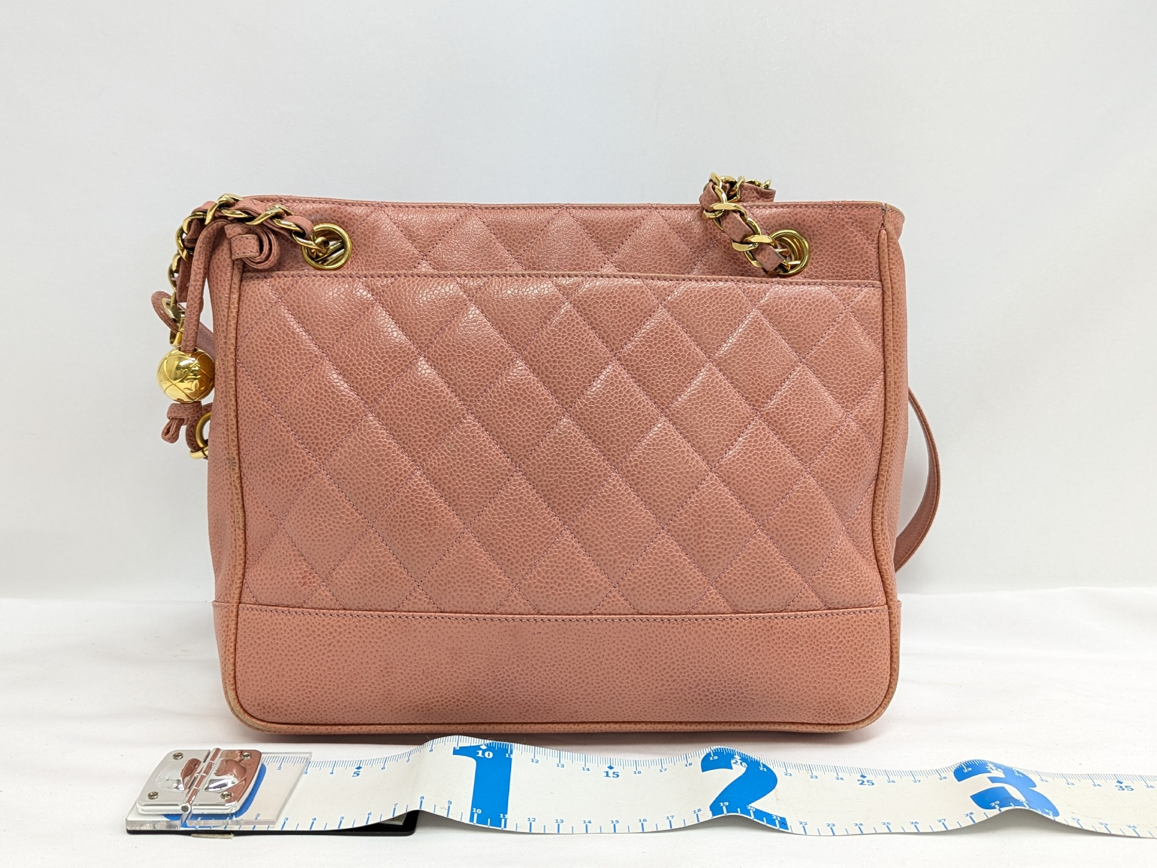 Caviar Skin Chain Tote, Pink, Series 2 Tote Bag — view 2