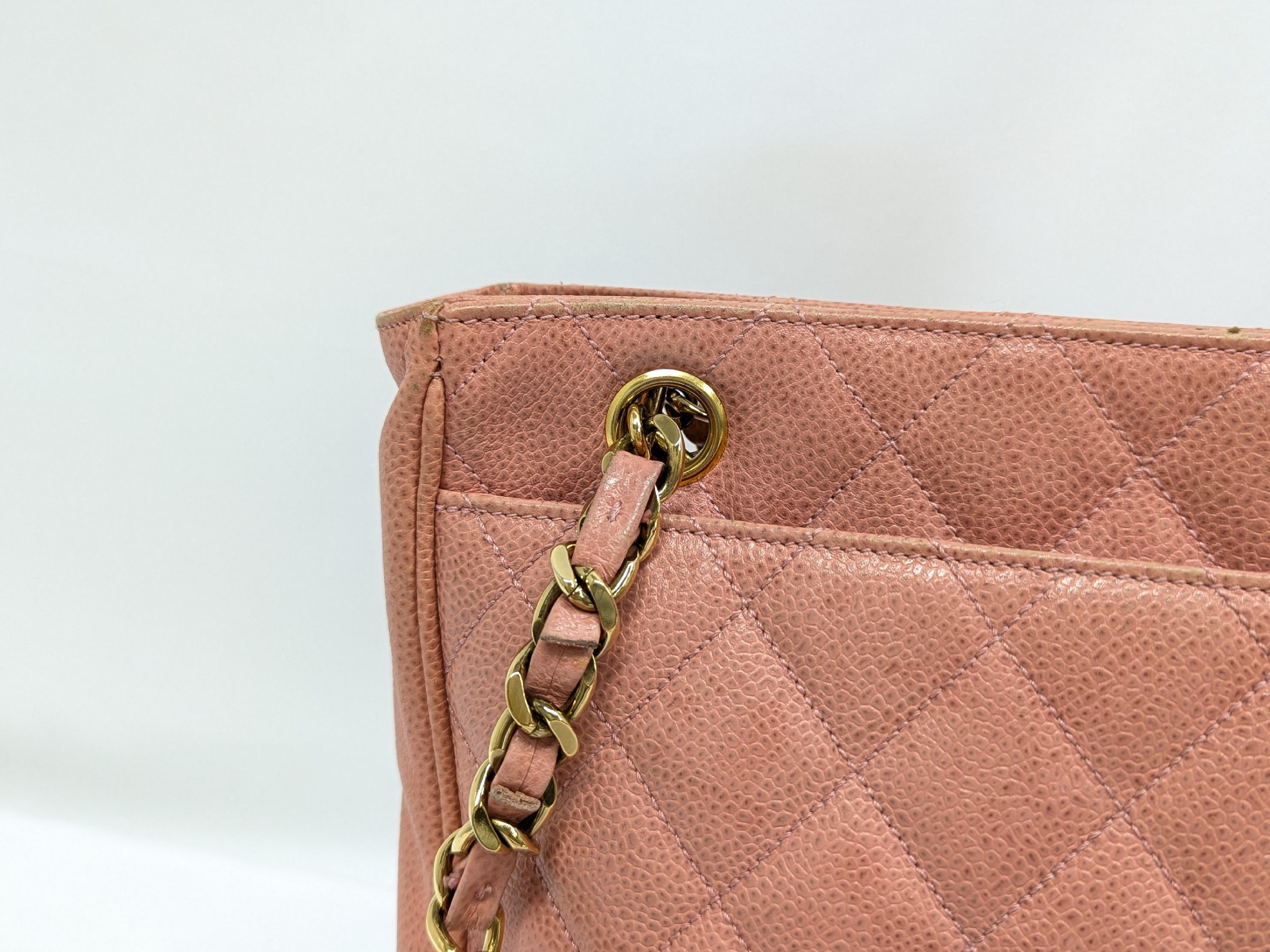 Caviar Skin Chain Tote, Pink, Series 2 Tote Bag — view 8