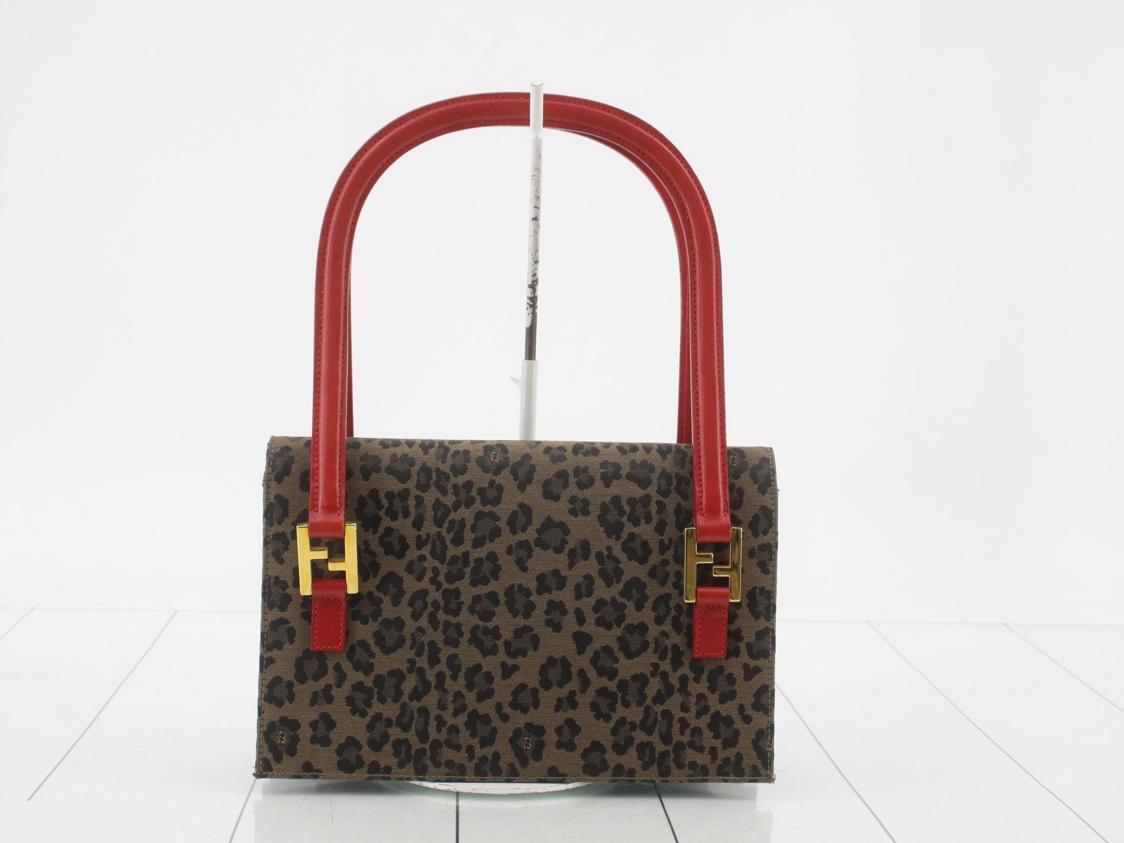 Handbag, canvas/leather, brown — view 2