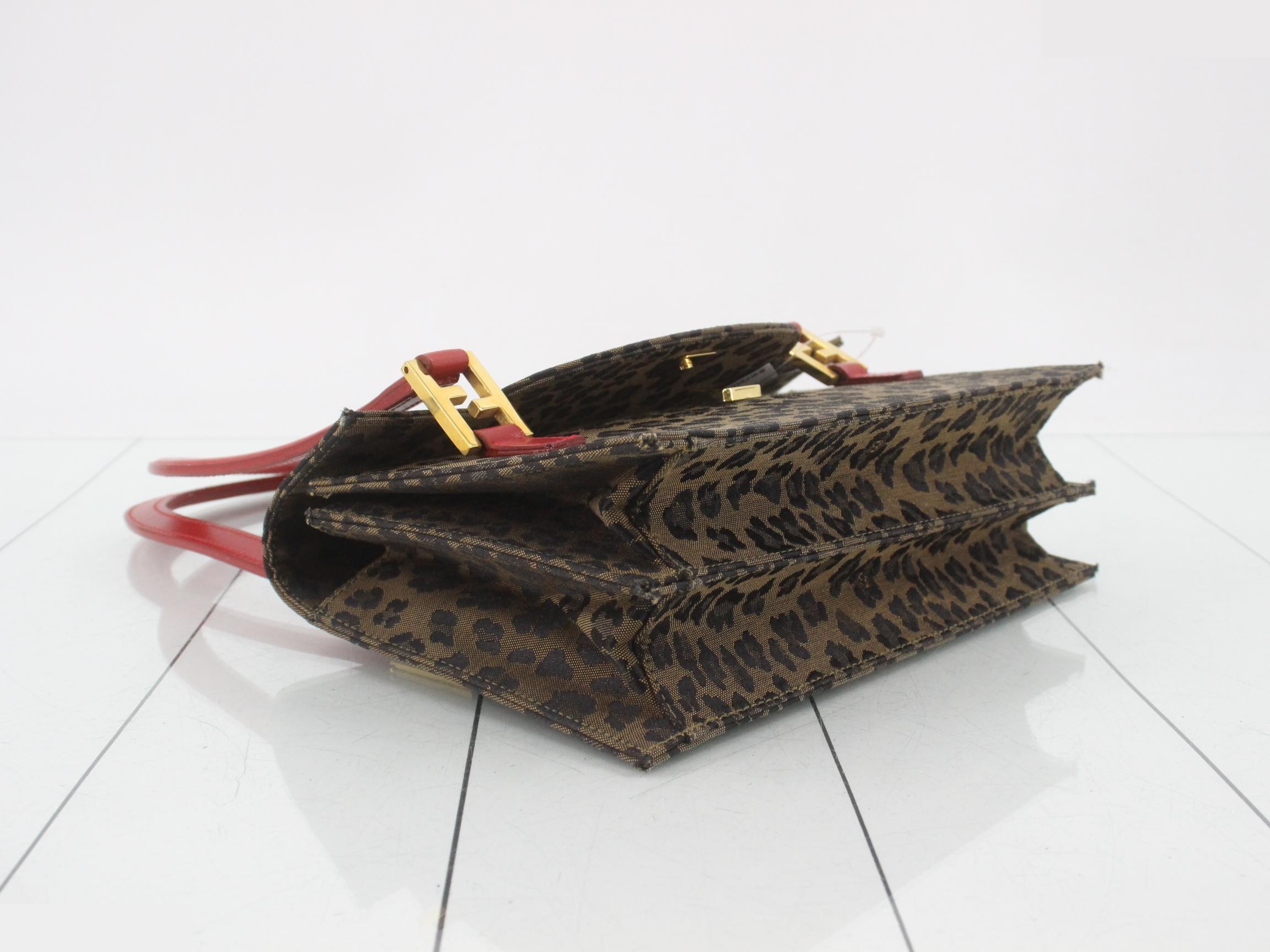 Handbag, canvas/leather, brown — view 5