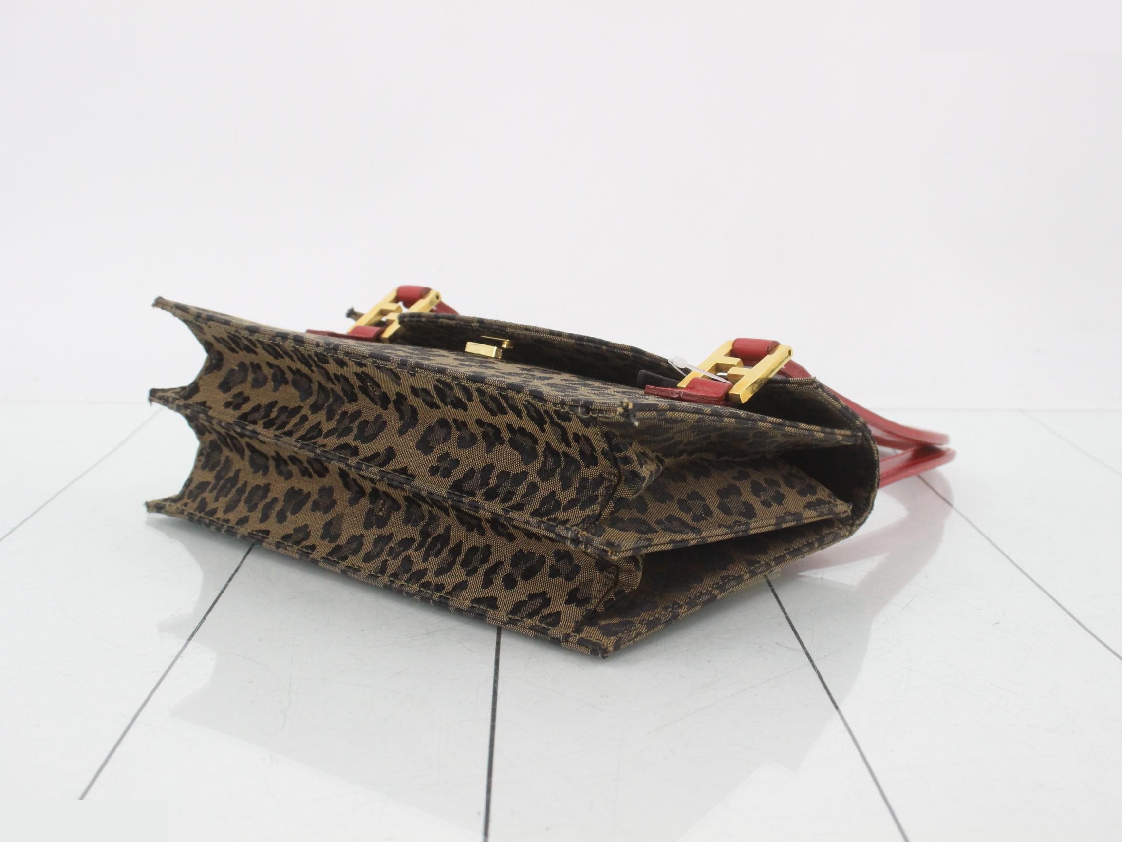 Handbag, canvas/leather, brown — view 6