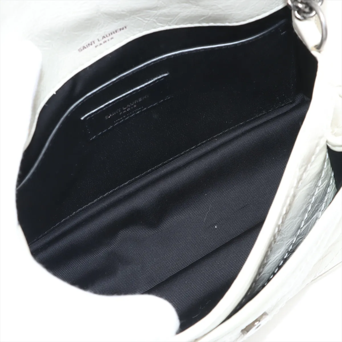 Niki Baby Leather Chain Shoulder Bag, White, 633160 — view 7