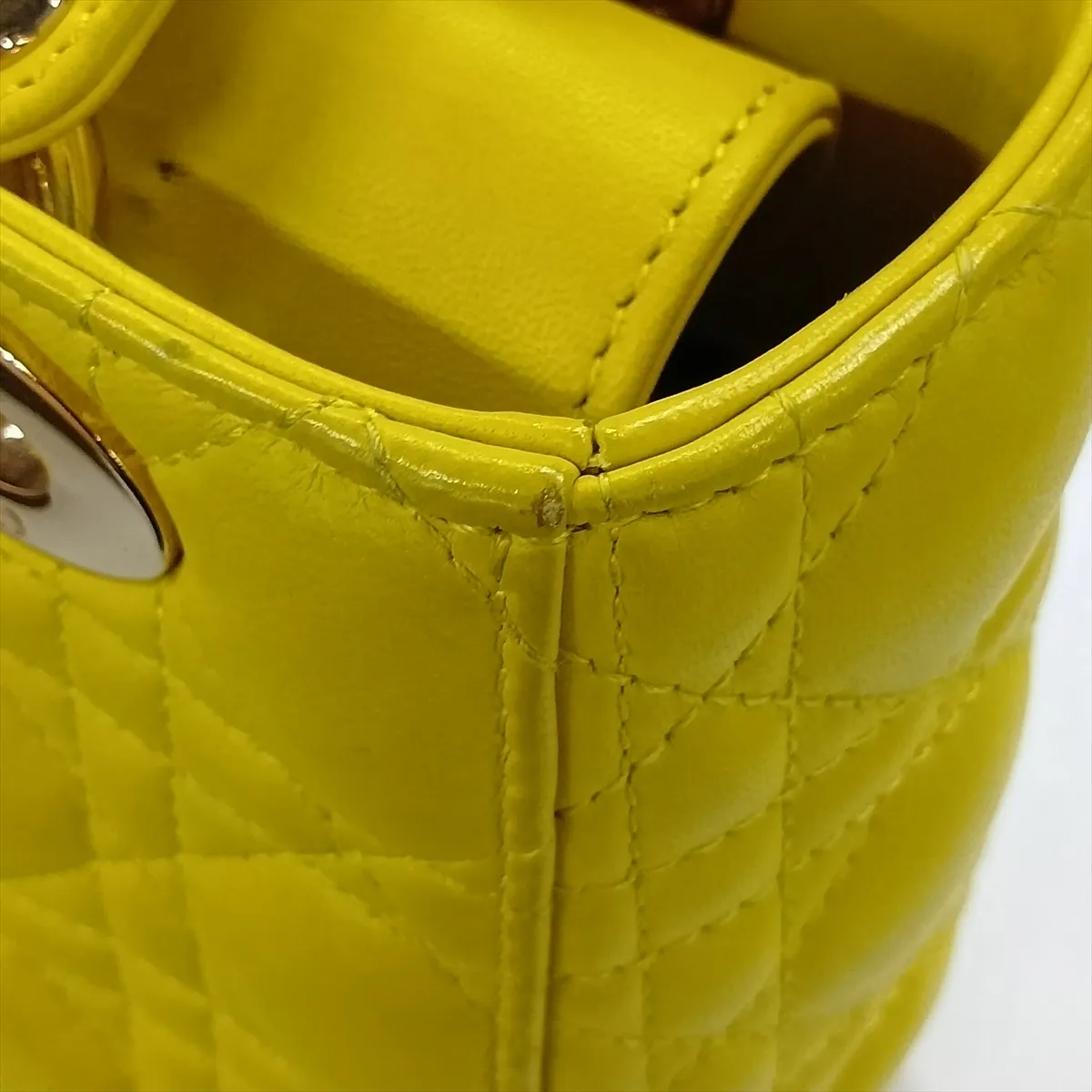 Cannage My Lady Dior Leather 2-Way Handbag, Yellow — view 14