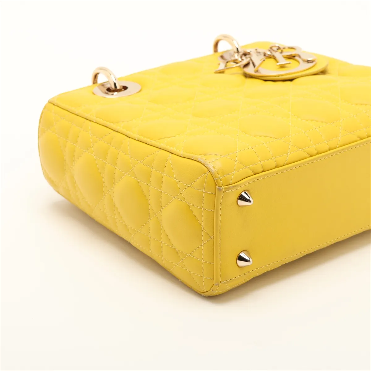 Cannage My Lady Dior Leather 2-Way Handbag, Yellow — view 4