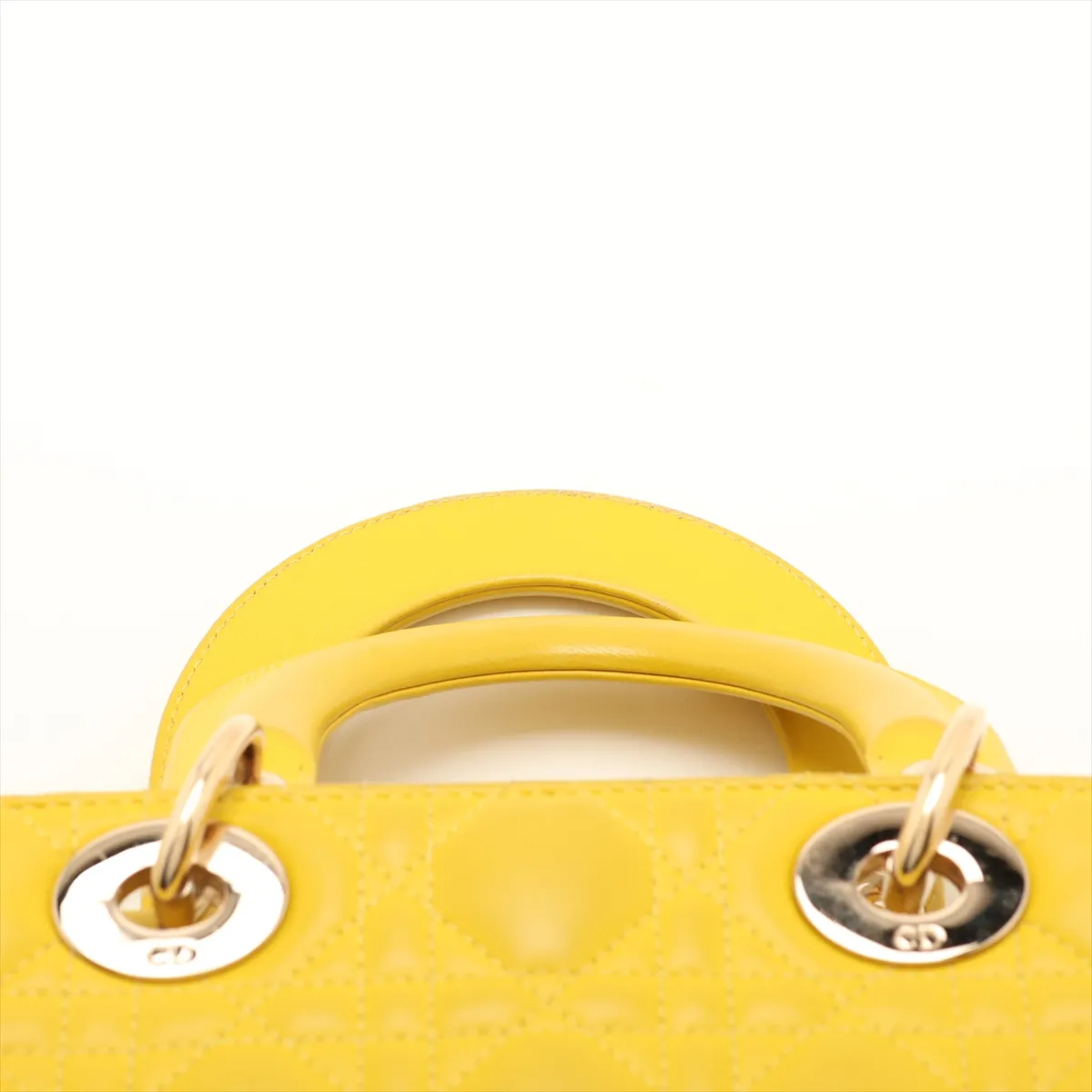 Cannage My Lady Dior Leather 2-Way Handbag, Yellow — view 6