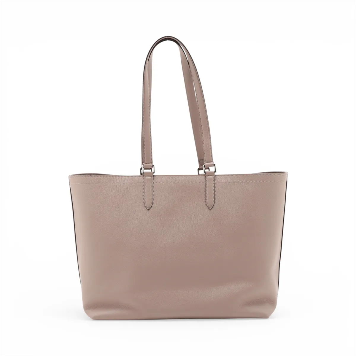 Logo 7VA610 Leather Tote Bag, Beige — view 2