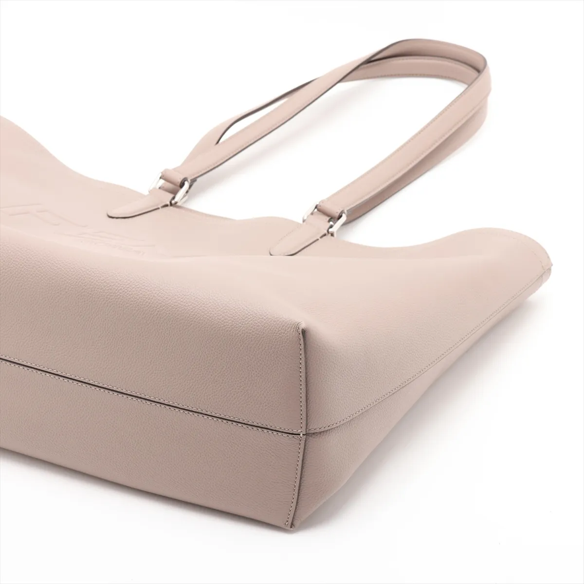 Logo 7VA610 Leather Tote Bag, Beige — view 3