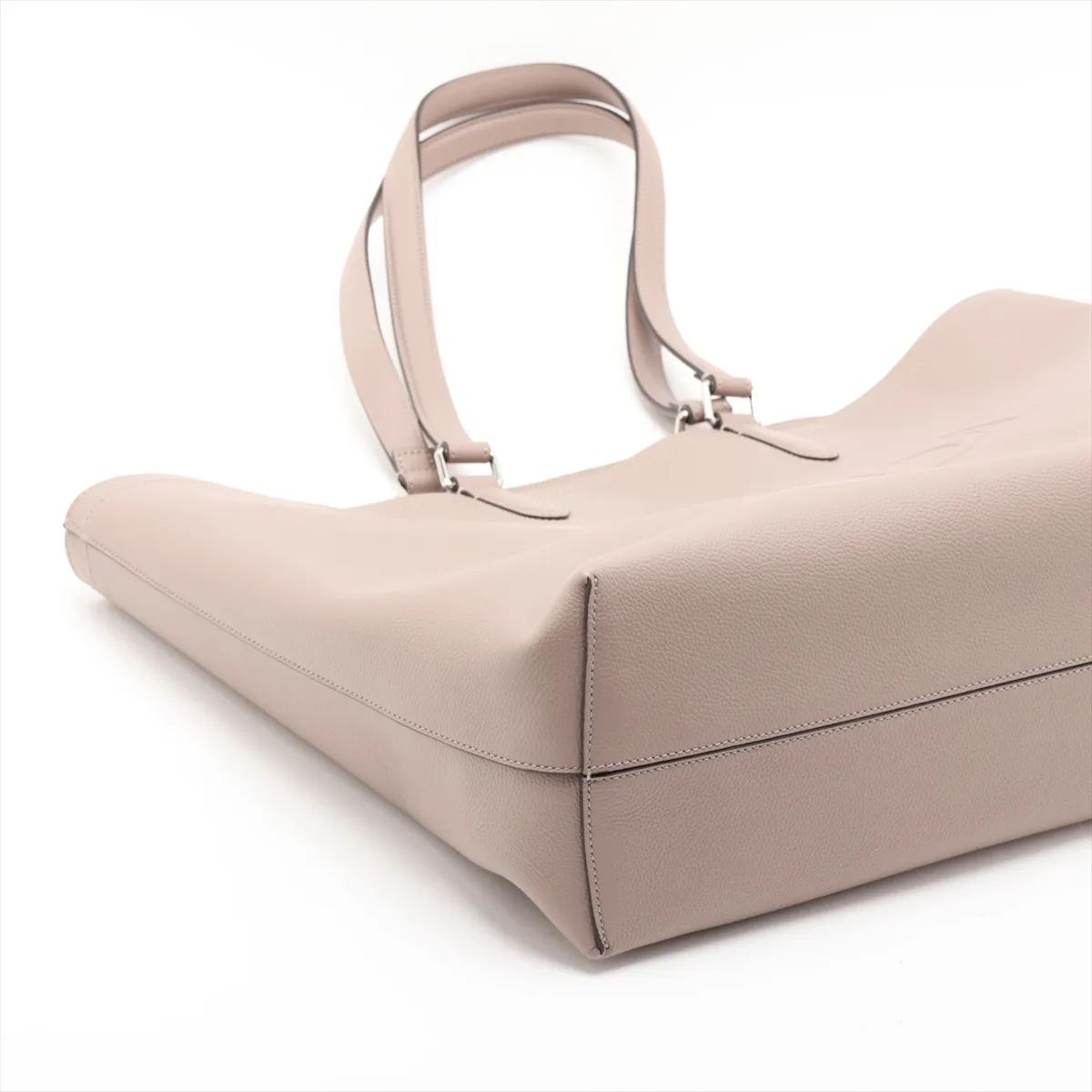Logo 7VA610 Leather Tote Bag, Beige — view 4