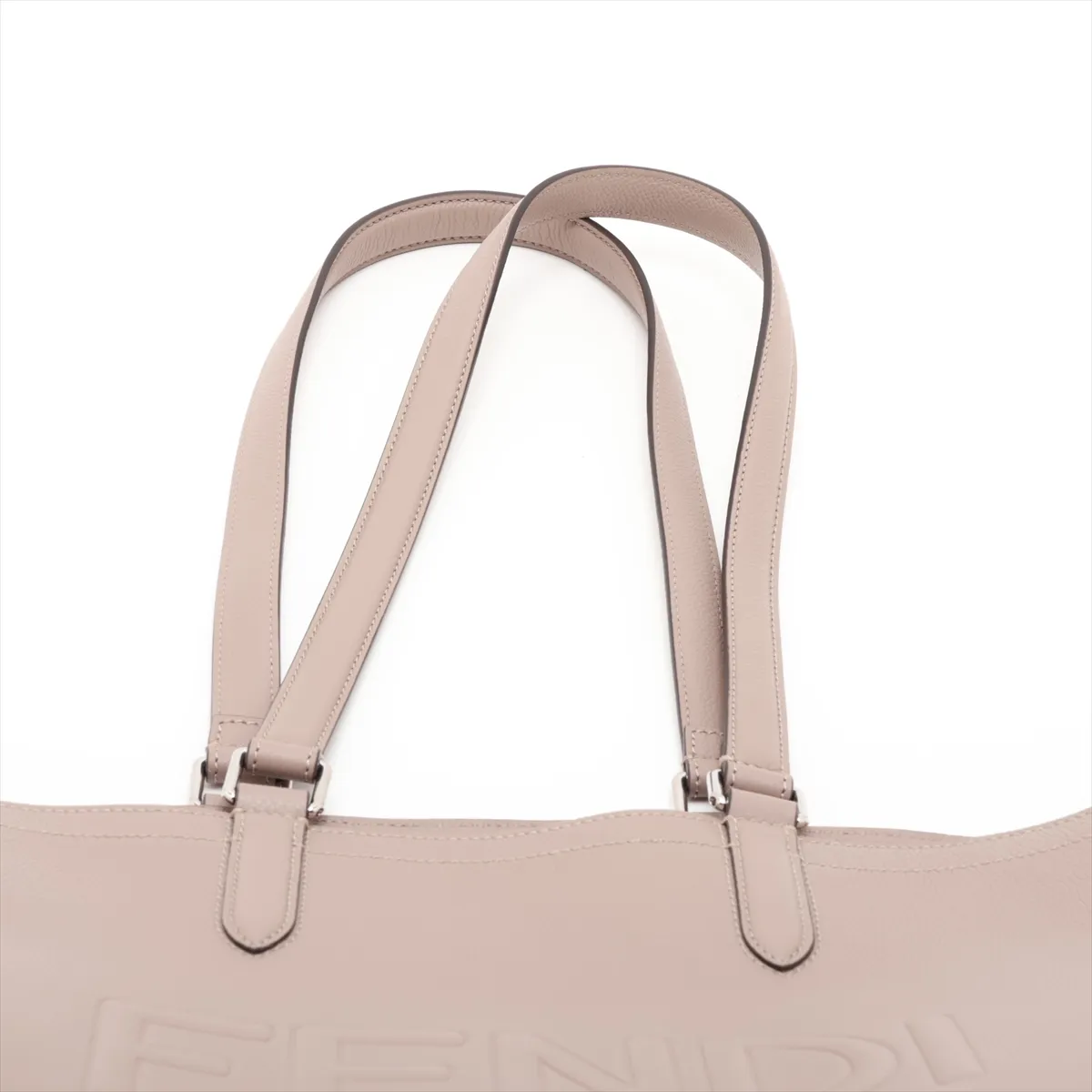 Logo 7VA610 Leather Tote Bag, Beige — view 6