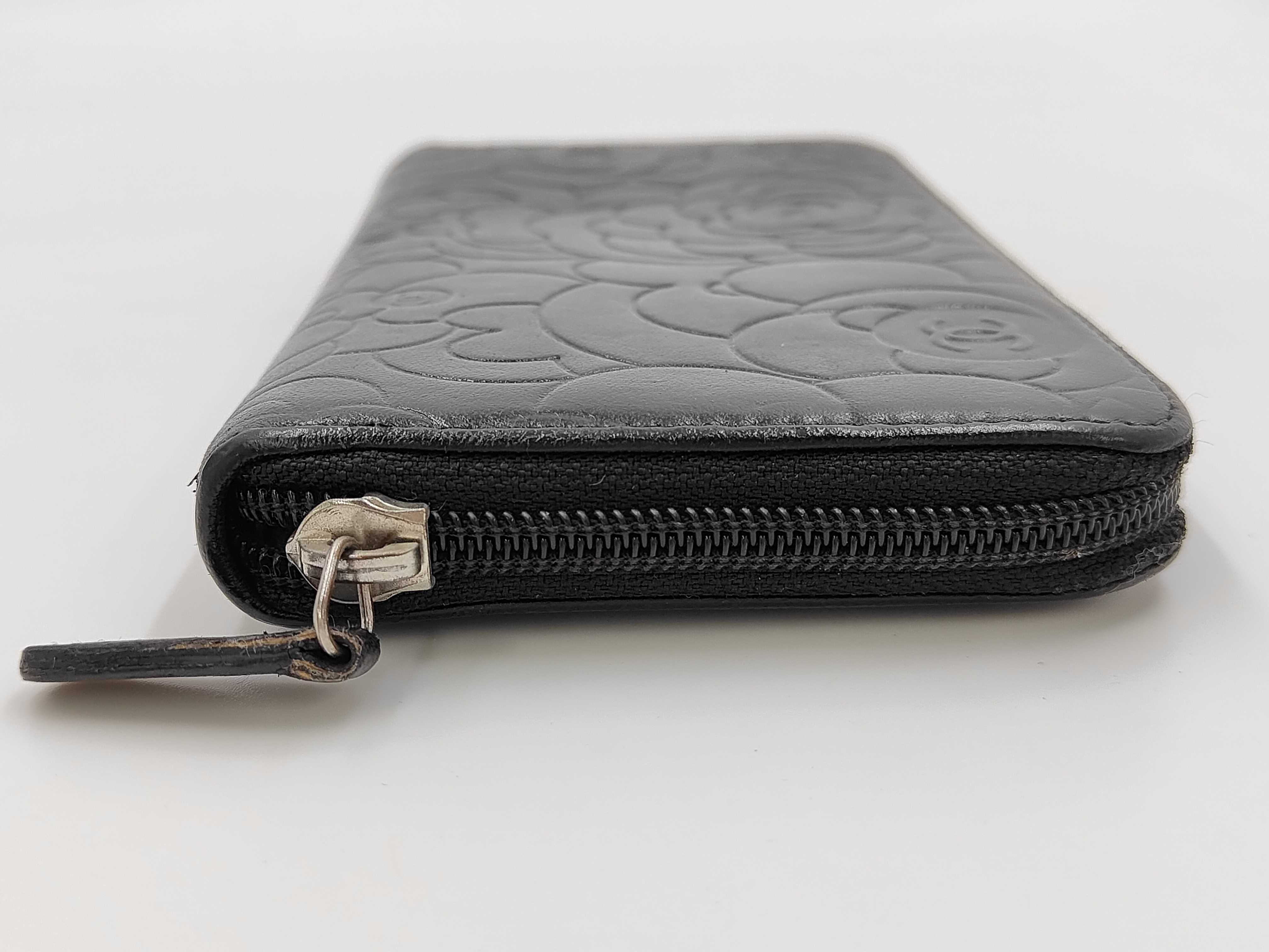 Coco Mark Camellia Lambskin Round Zip Long Wallet (with seal) — view 5