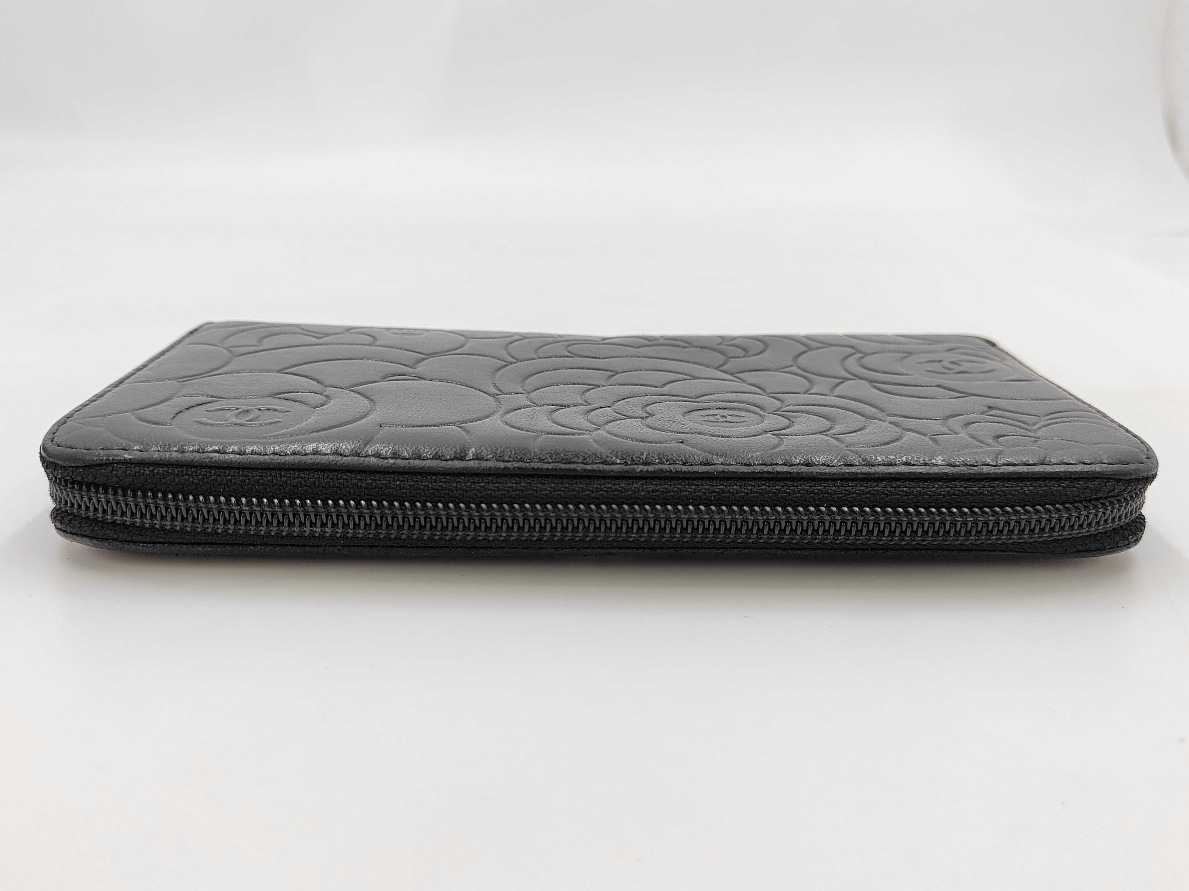 Coco Mark Camellia Lambskin Round Zip Long Wallet (with seal) — view 6