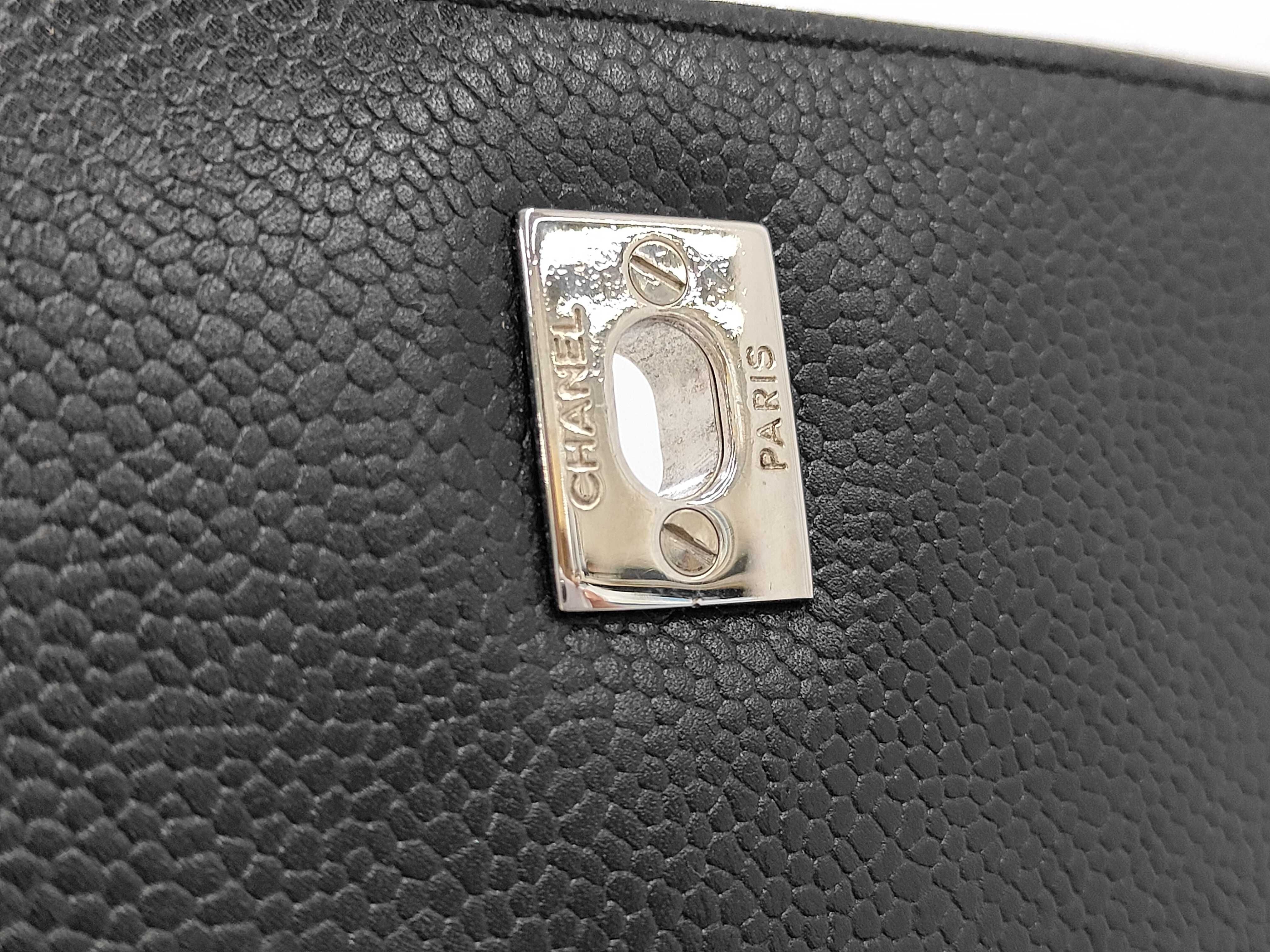 Matelassé Top Handle Caviar Leather Handbag, Black, with Serial Seal — view 11