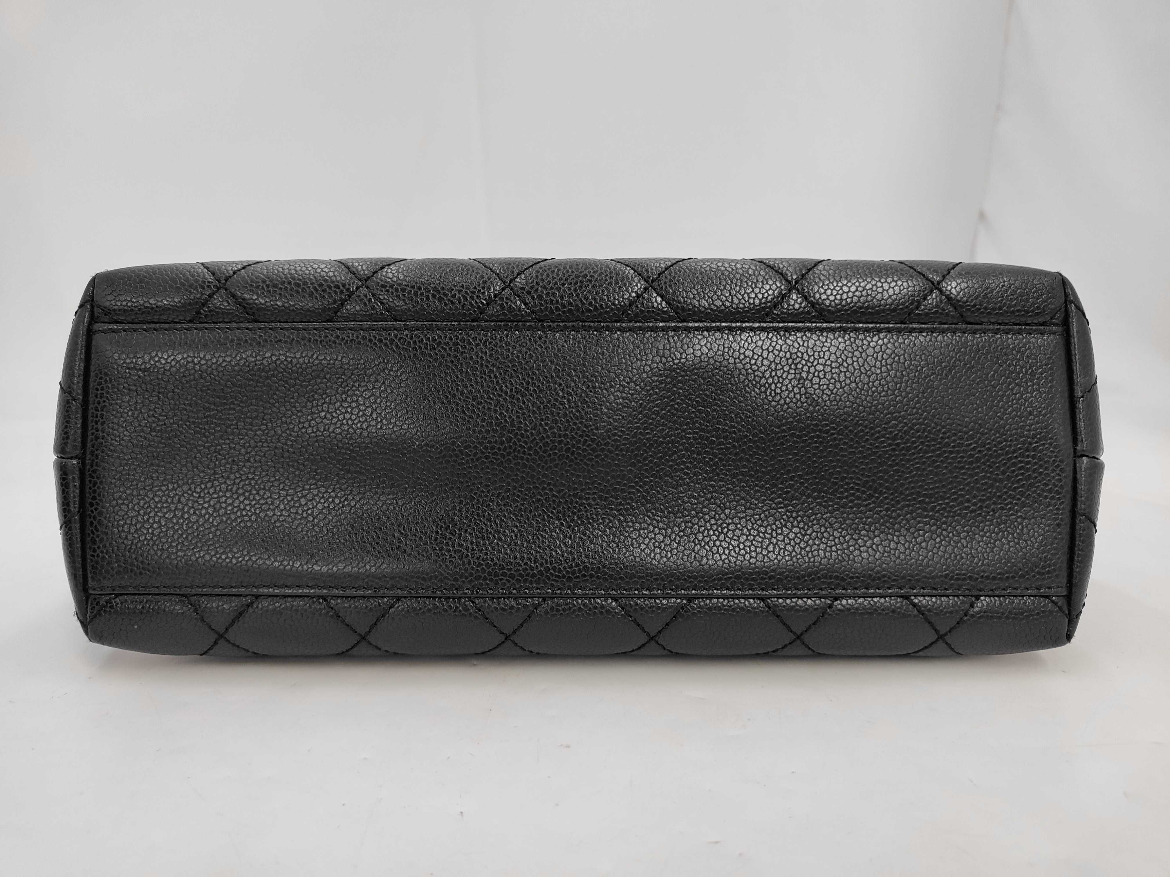 Matelassé Top Handle Caviar Leather Handbag, Black, with Serial Seal — view 3