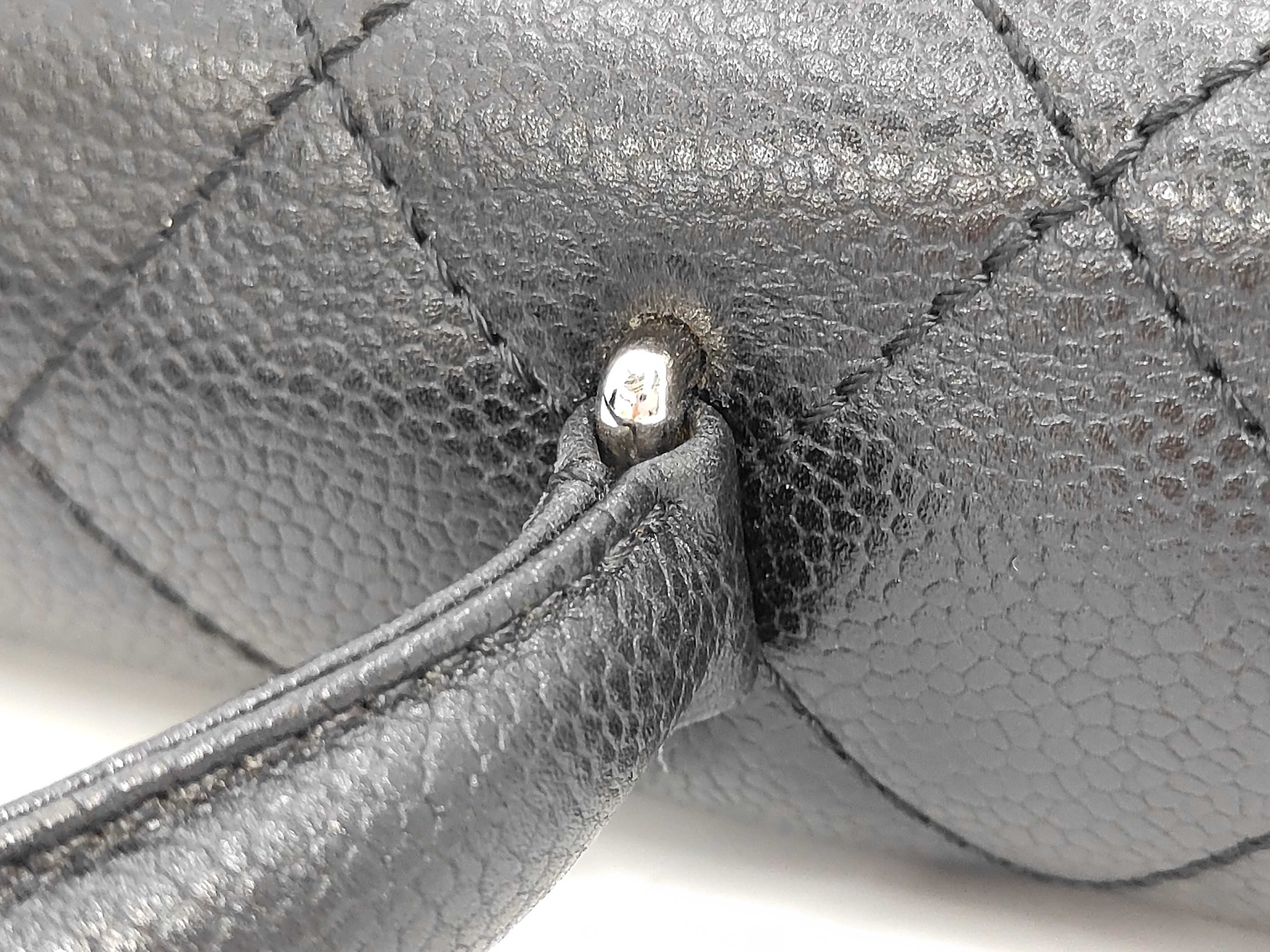 Matelassé Top Handle Caviar Leather Handbag, Black, with Serial Seal — view 6