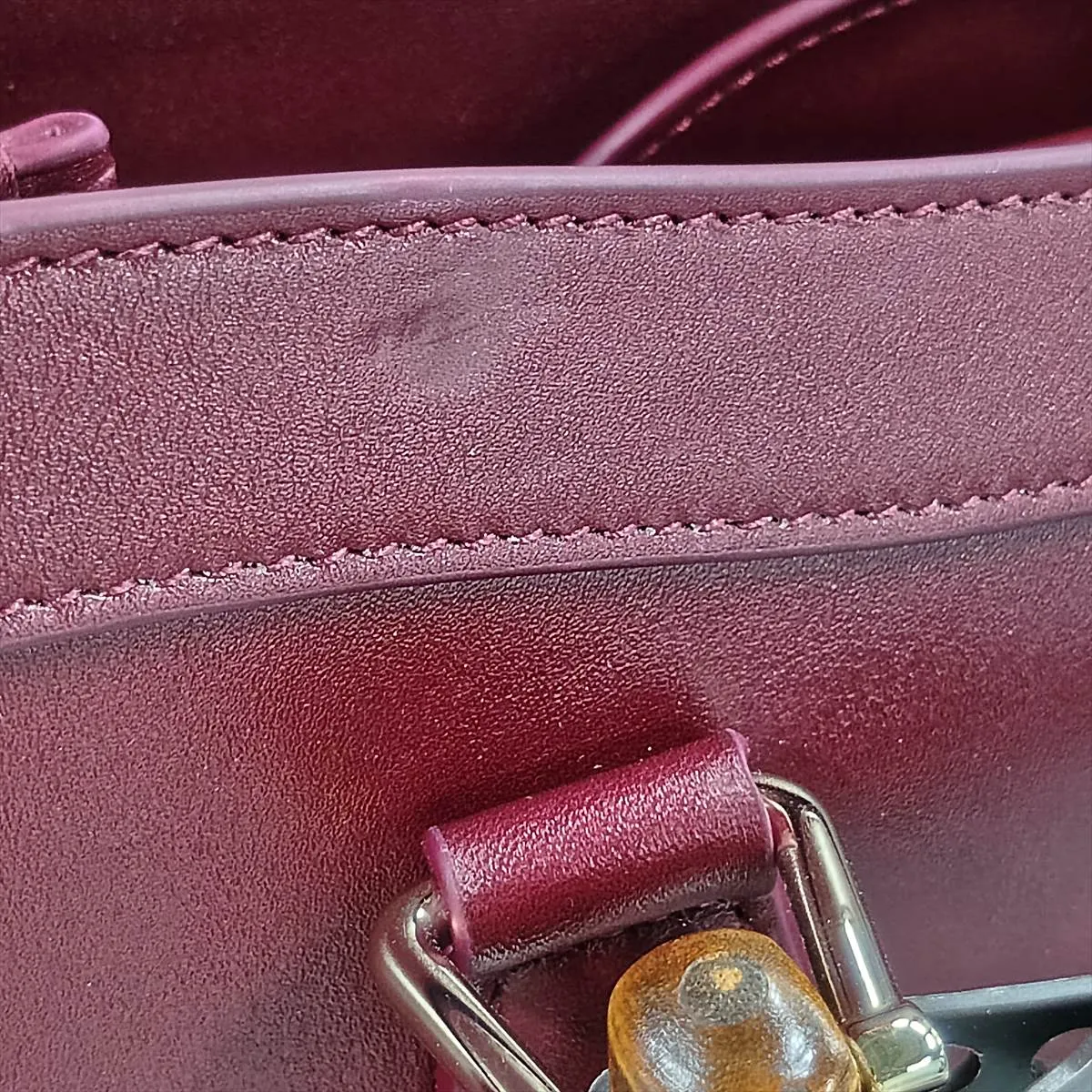Bamboo Diana Leather 2-Way Handbag, Red, 841487 — view 11