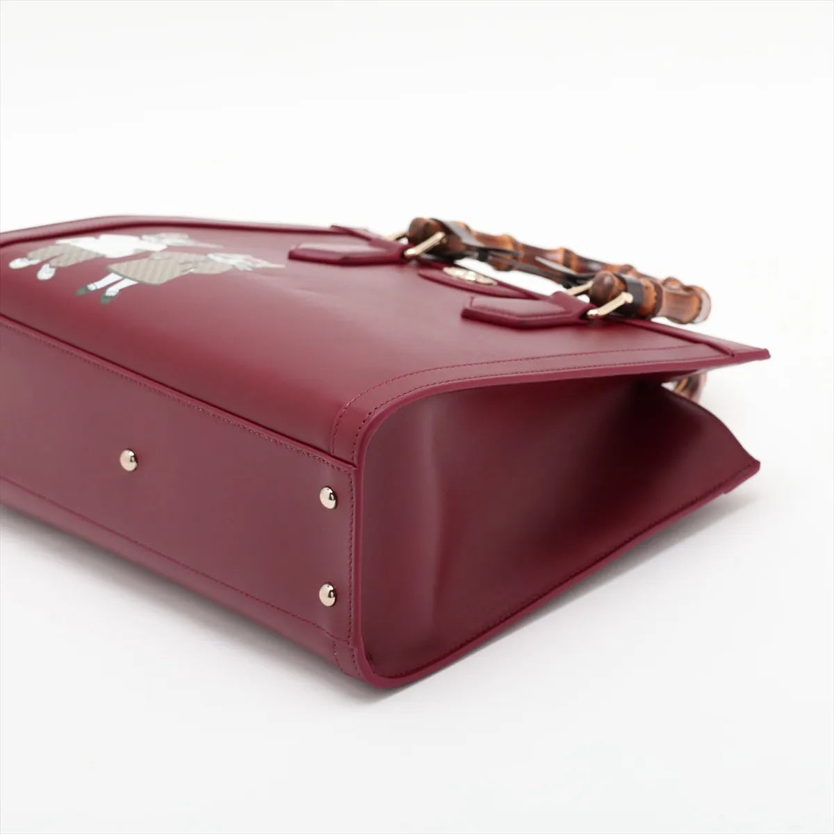 Bamboo Diana Leather 2-Way Handbag, Red, 841487 — view 3