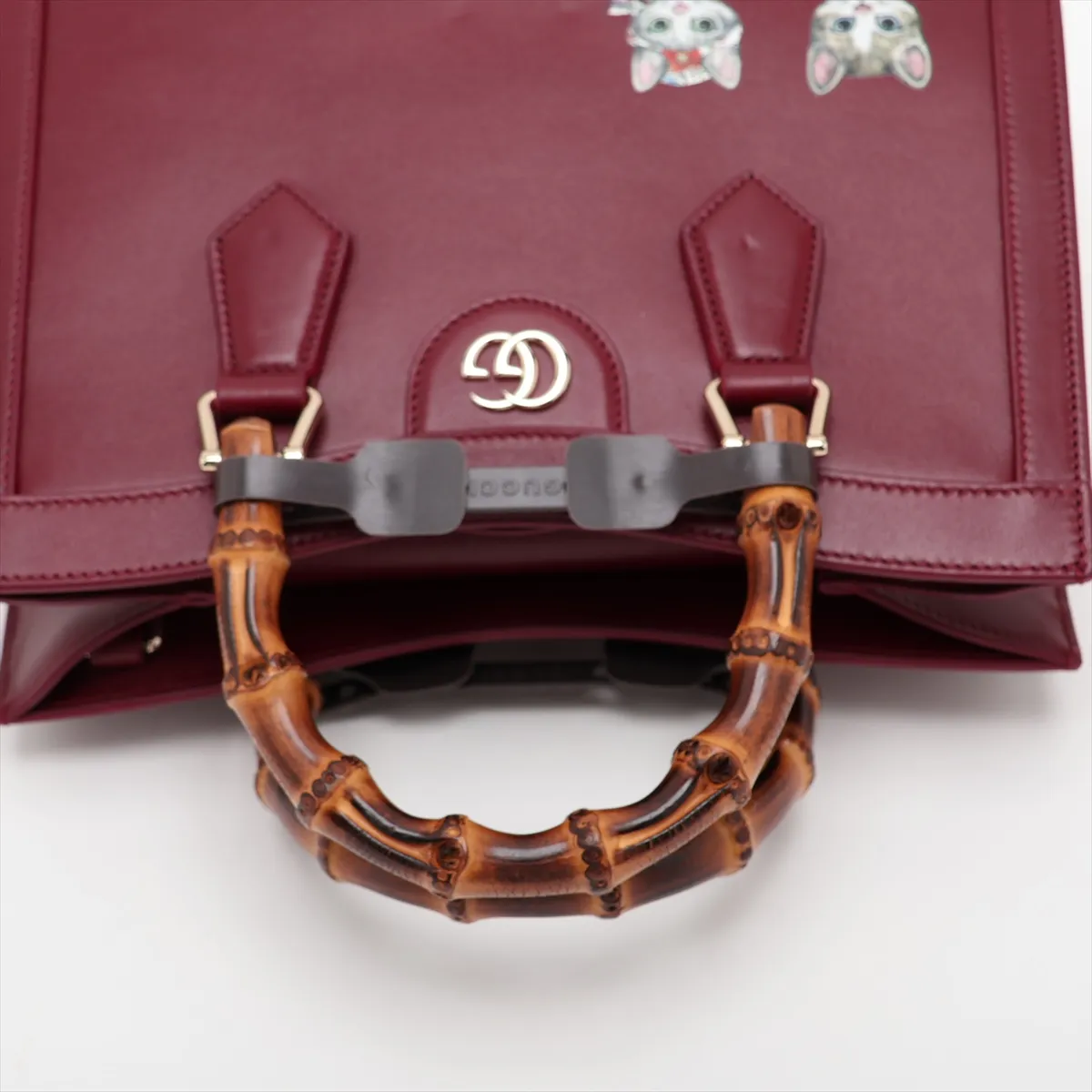 Bamboo Diana Leather 2-Way Handbag, Red, 841487 — view 5