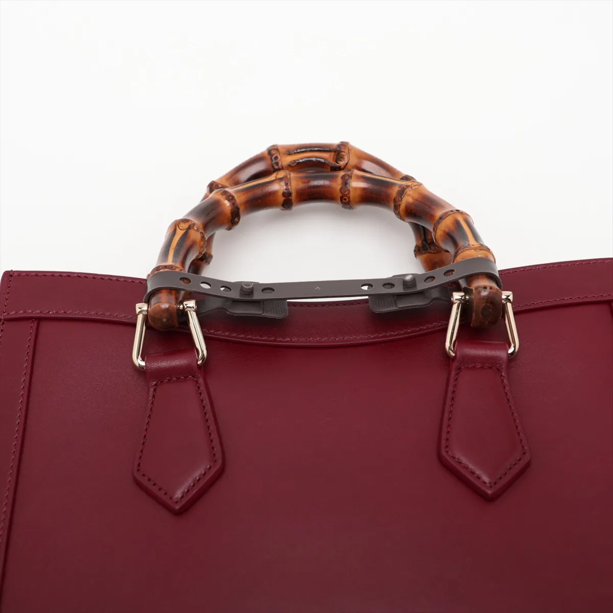 Bamboo Diana Leather 2-Way Handbag, Red, 841487 — view 6