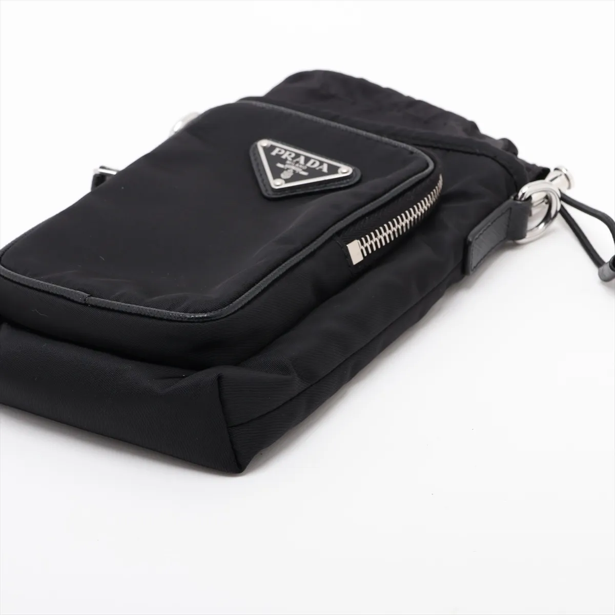 Tessuto Nylon x Leather Shoulder Bag, Black, 2ZH155 — view 3