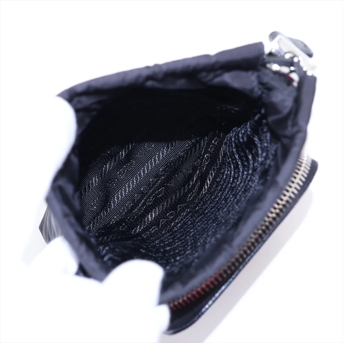 Tessuto Nylon x Leather Shoulder Bag, Black, 2ZH155 — view 6