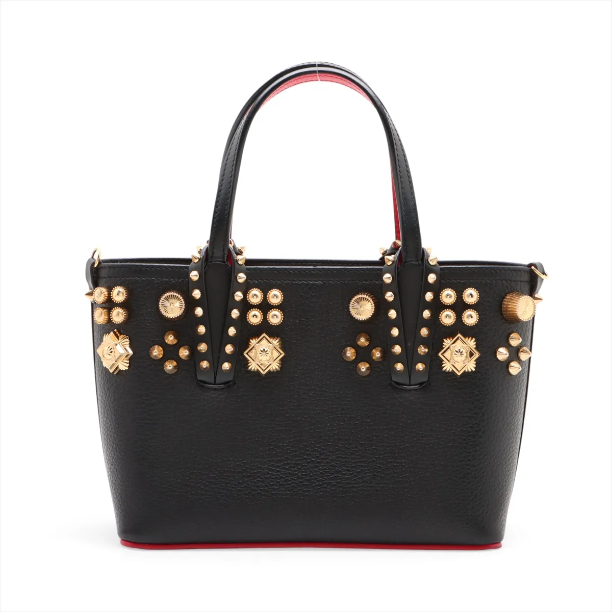 Spike Studs Cabata Mini Leather x Studs 2-Way Handbag, Black — view 2