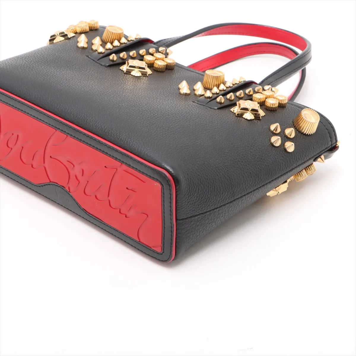 Spike Studs Cabata Mini Leather x Studs 2-Way Handbag, Black — view 3