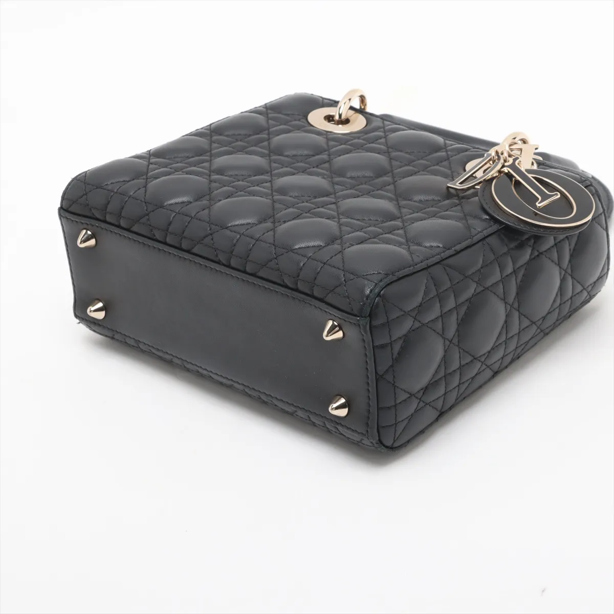 Cannage My Lady Dior Leather 2-Way Handbag, Black — view 3