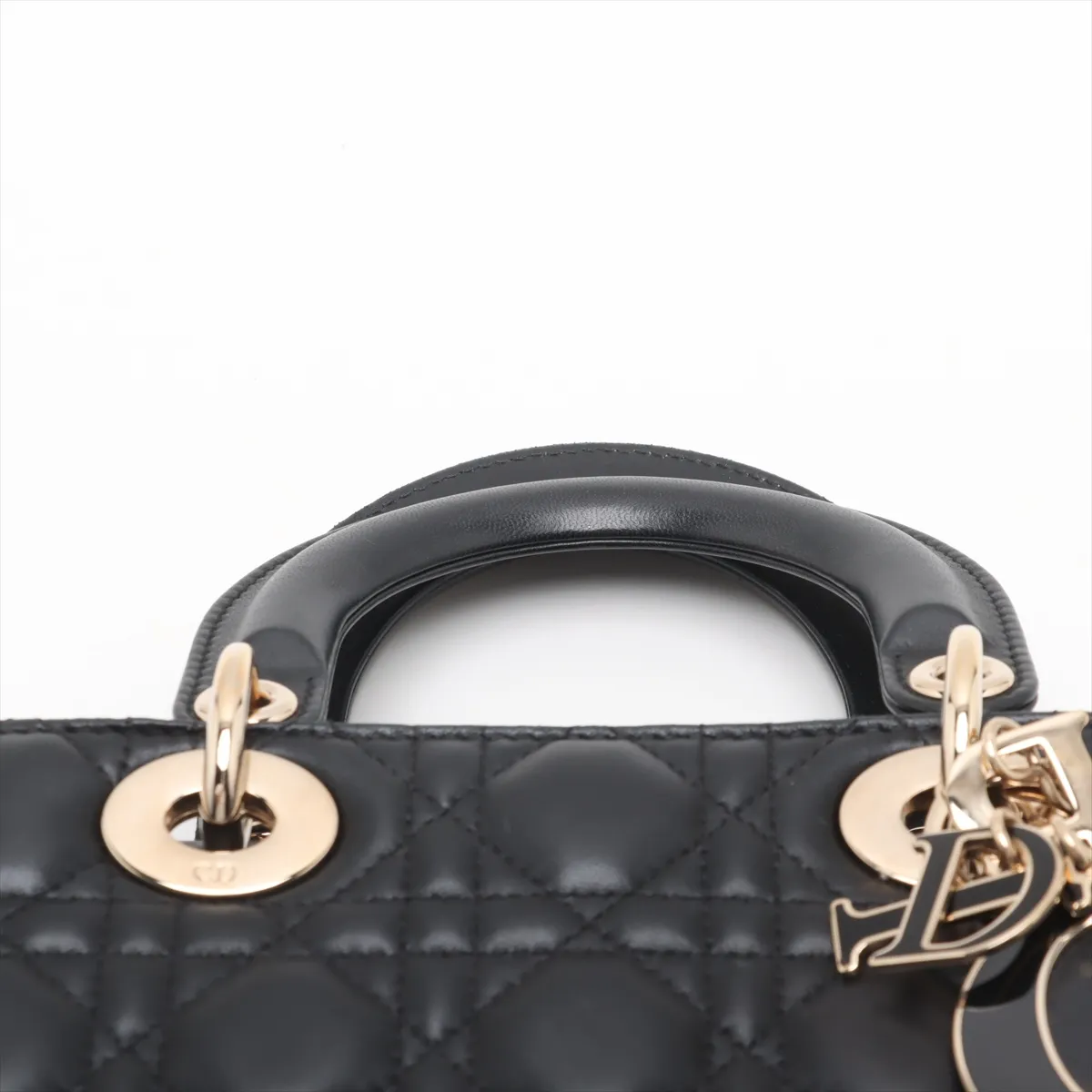 Cannage My Lady Dior Leather 2-Way Handbag, Black — view 6