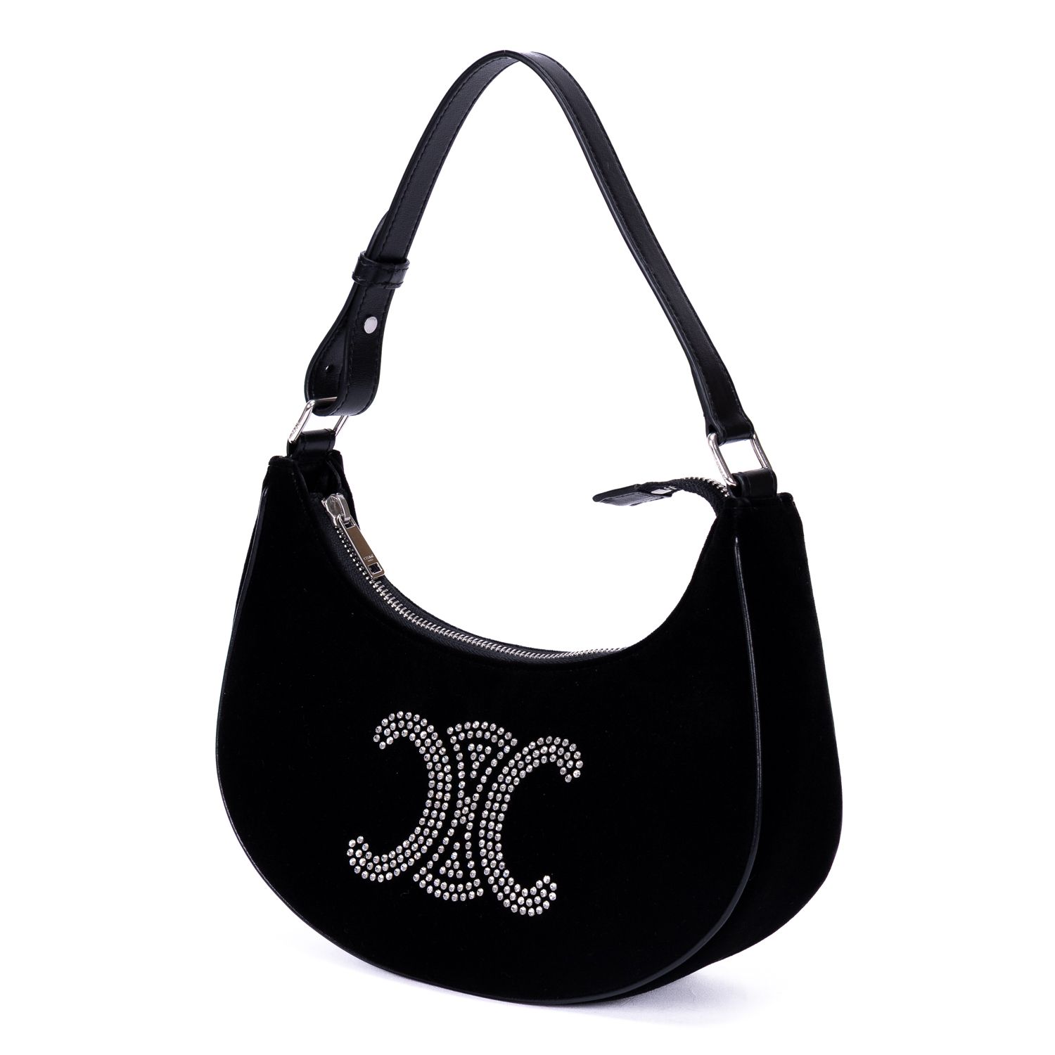Ava Medium Black Velvet Canvas Silver — view 2