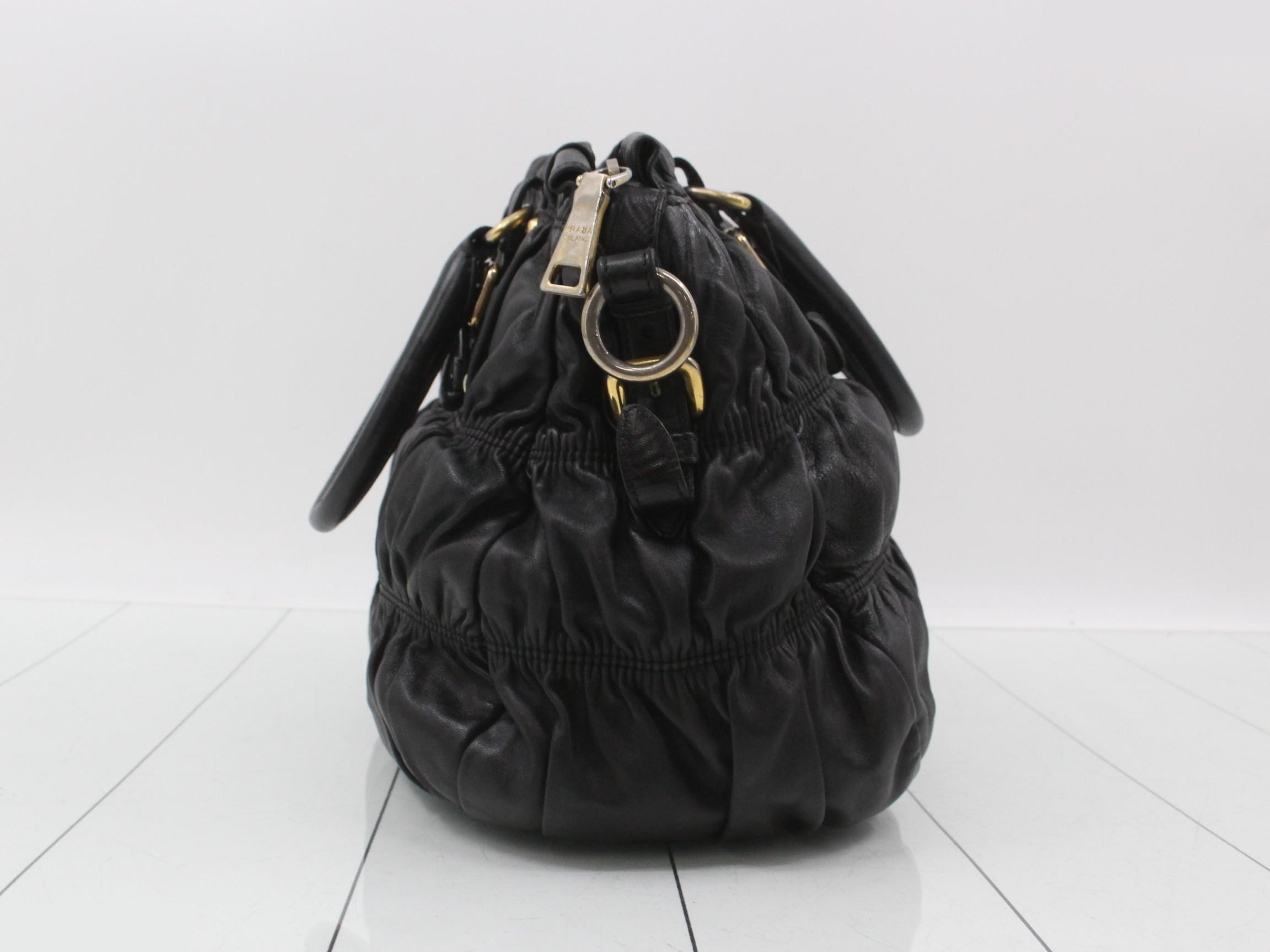 Leather Gathered 2-Way Handbag — view 4